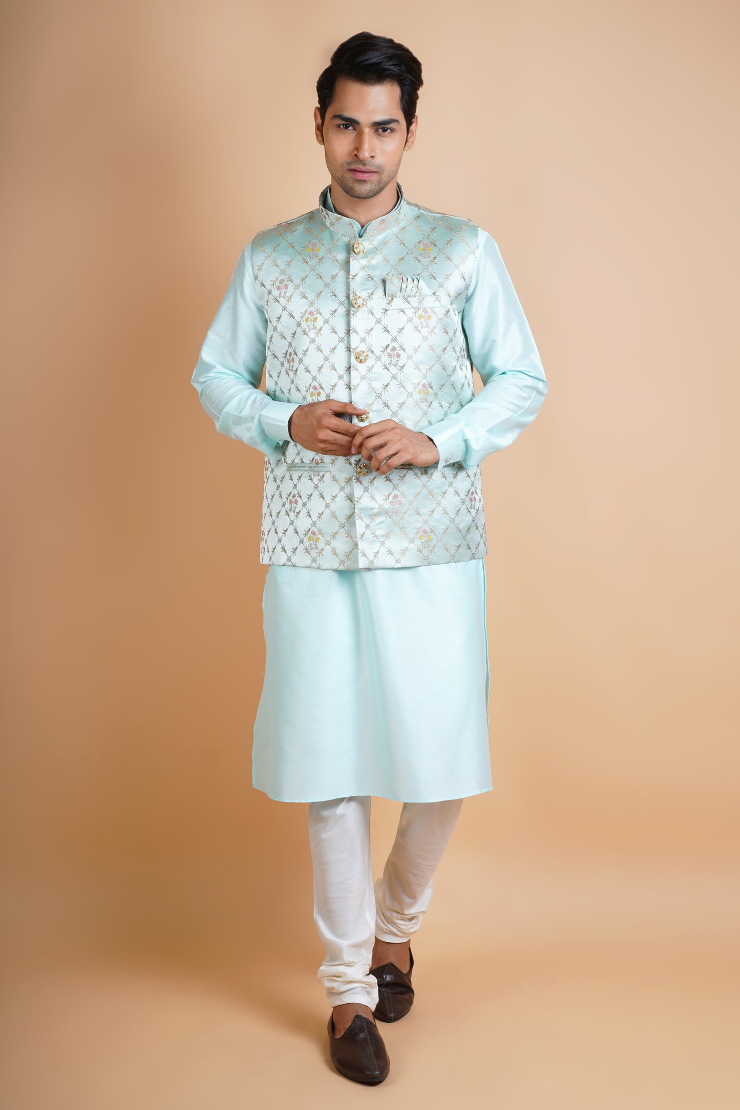 Designer Blue | Jacket Kurta Set