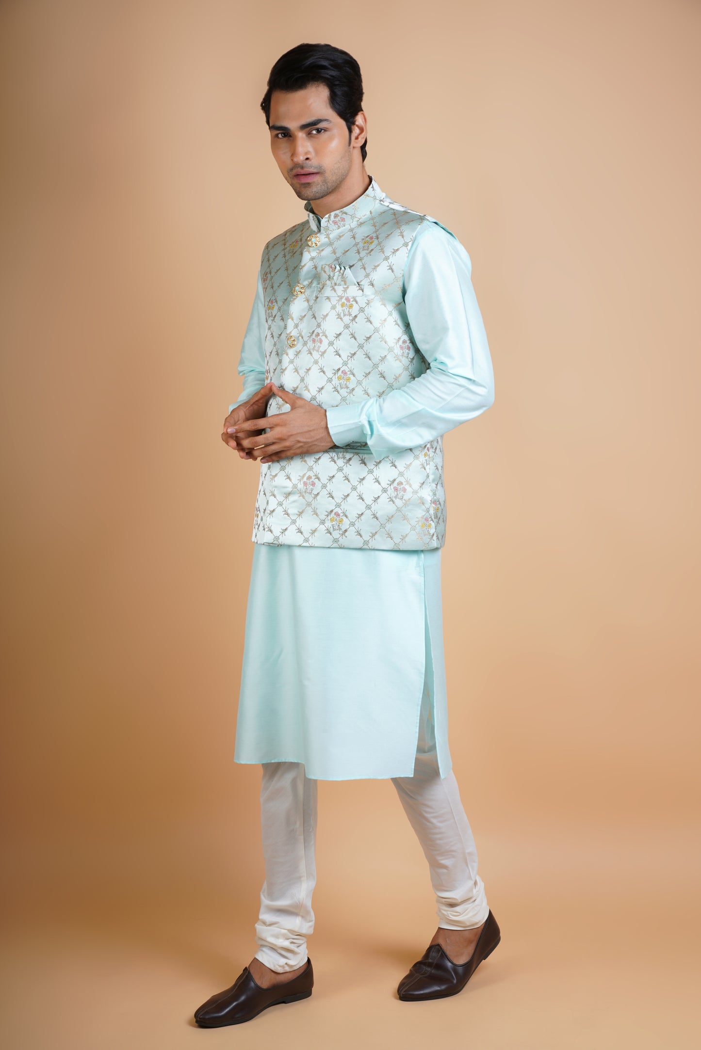 Designer Blue | Jacket Kurta Set