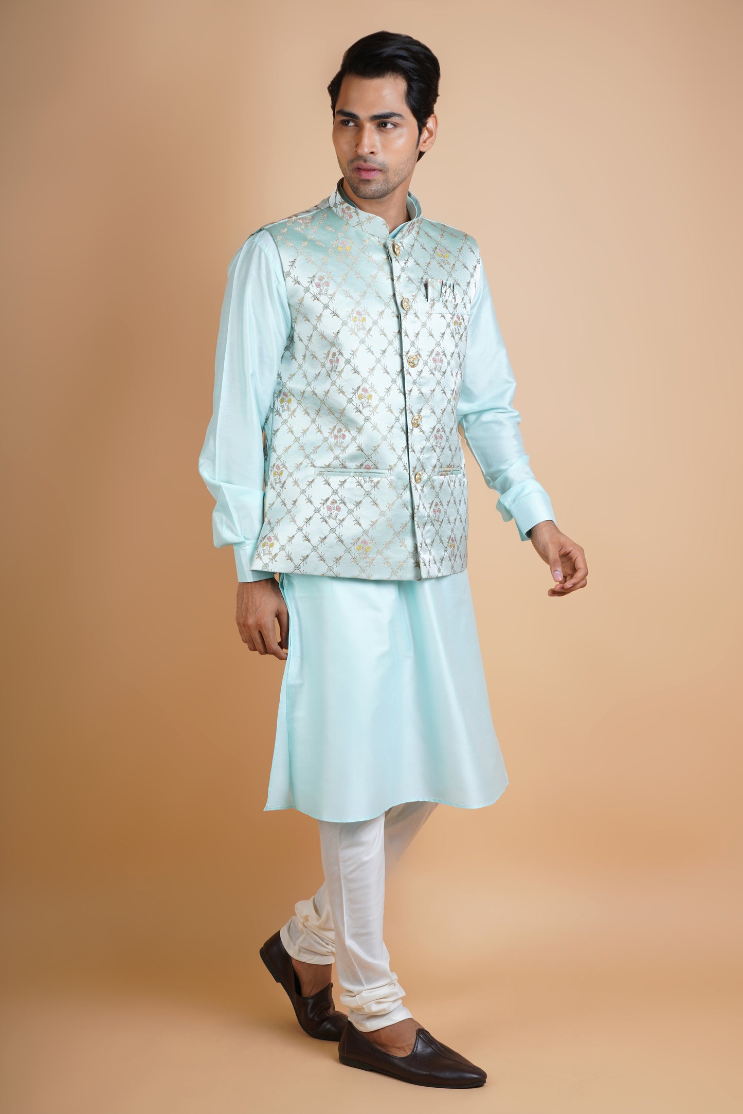 Designer Blue | Jacket Kurta Set