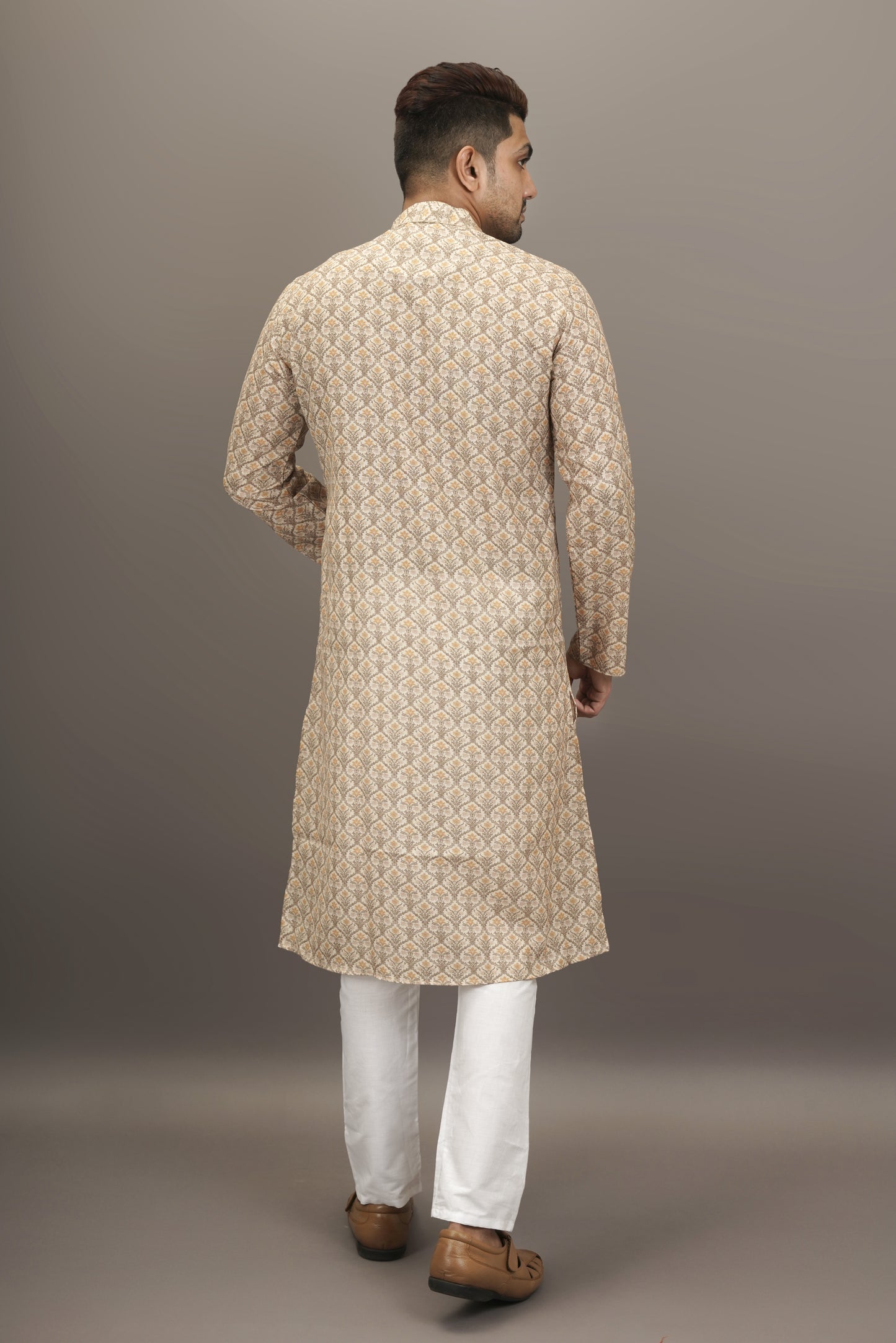 Smokey Dark Yellow-Green colour Printed Kurta