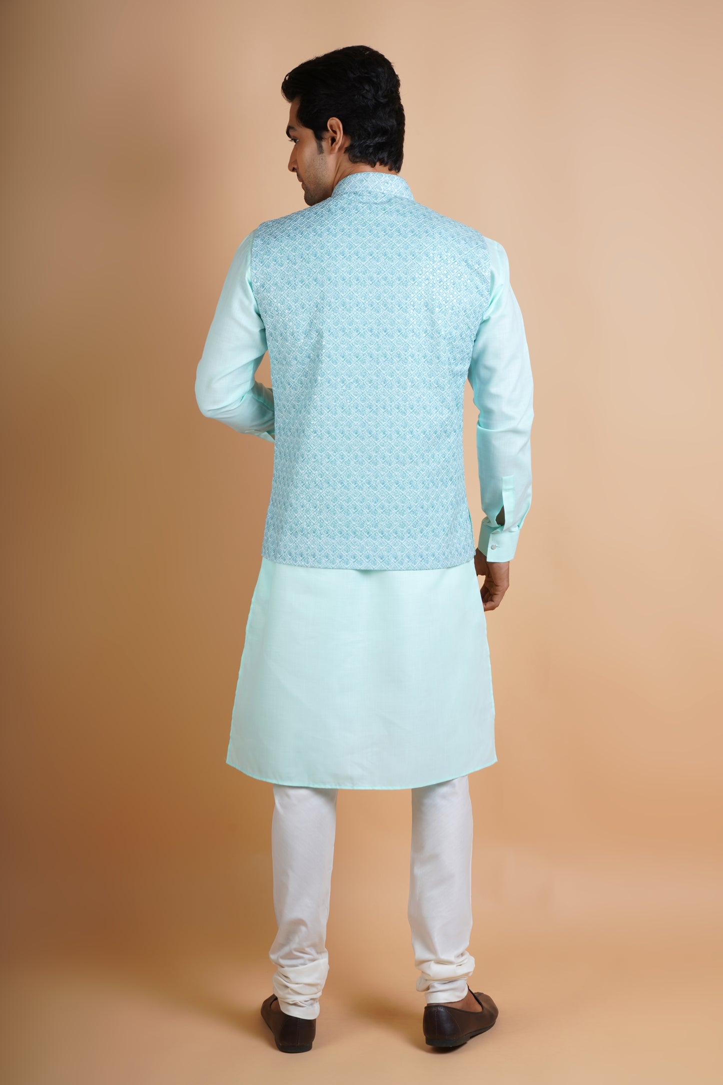 Designer Light Blue | Jacket Kurta Set