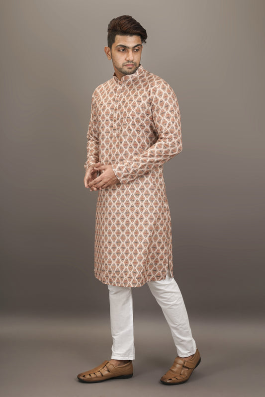 Chestnut Brown colour Printed Kurta with beautiful pattern