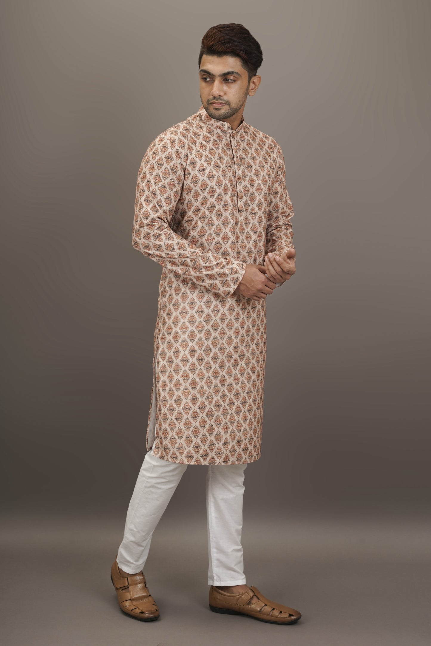 Chestnut Brown colour Printed Kurta with beautiful pattern