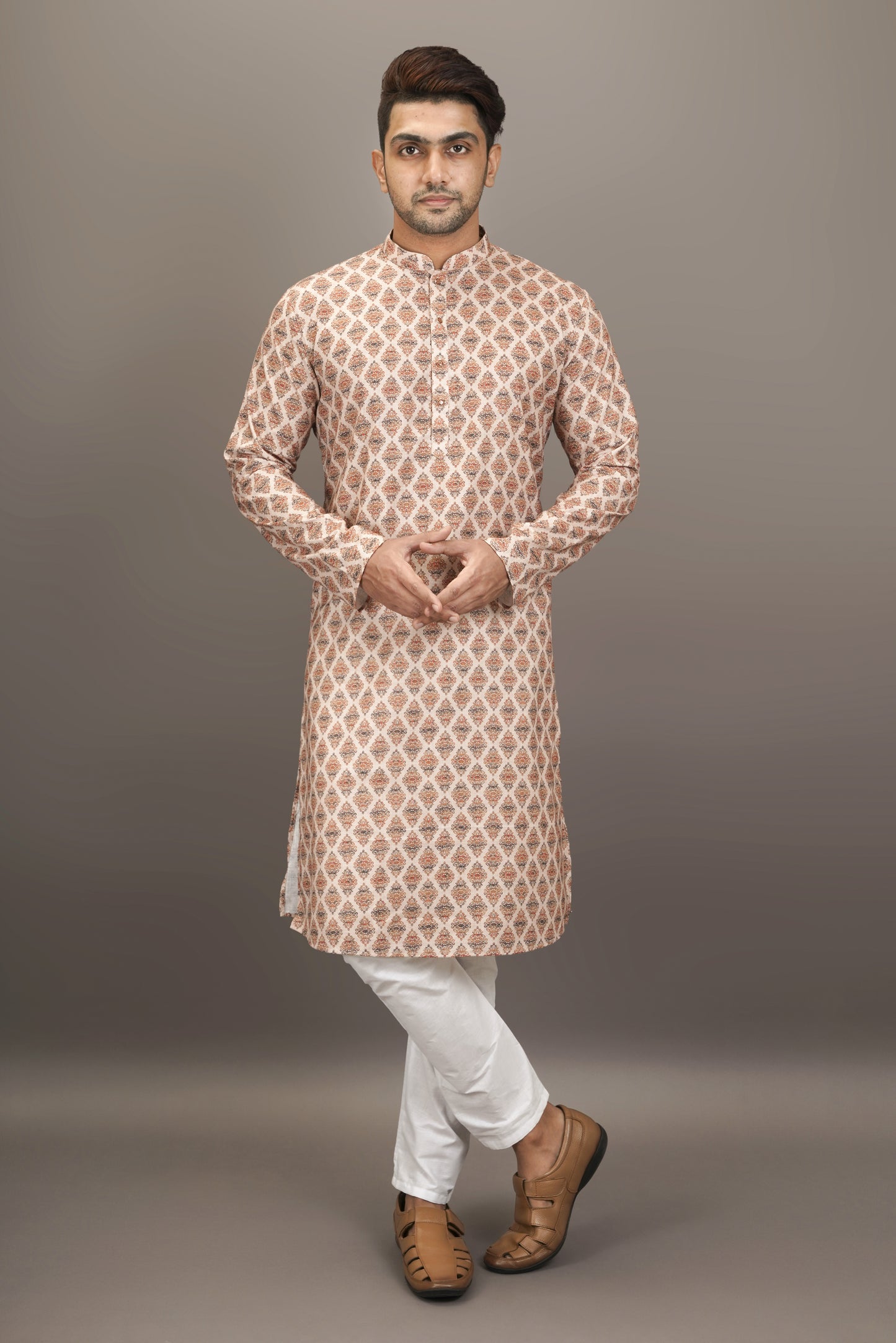 Chestnut Brown colour Printed Kurta with beautiful pattern