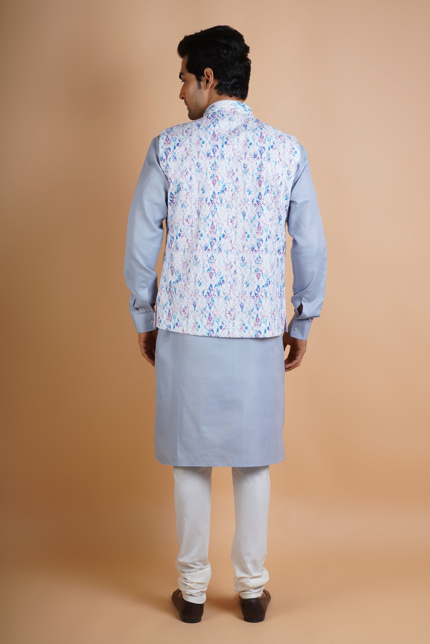 Chikankari Purplish Kurta set | Jacket Kurta Set