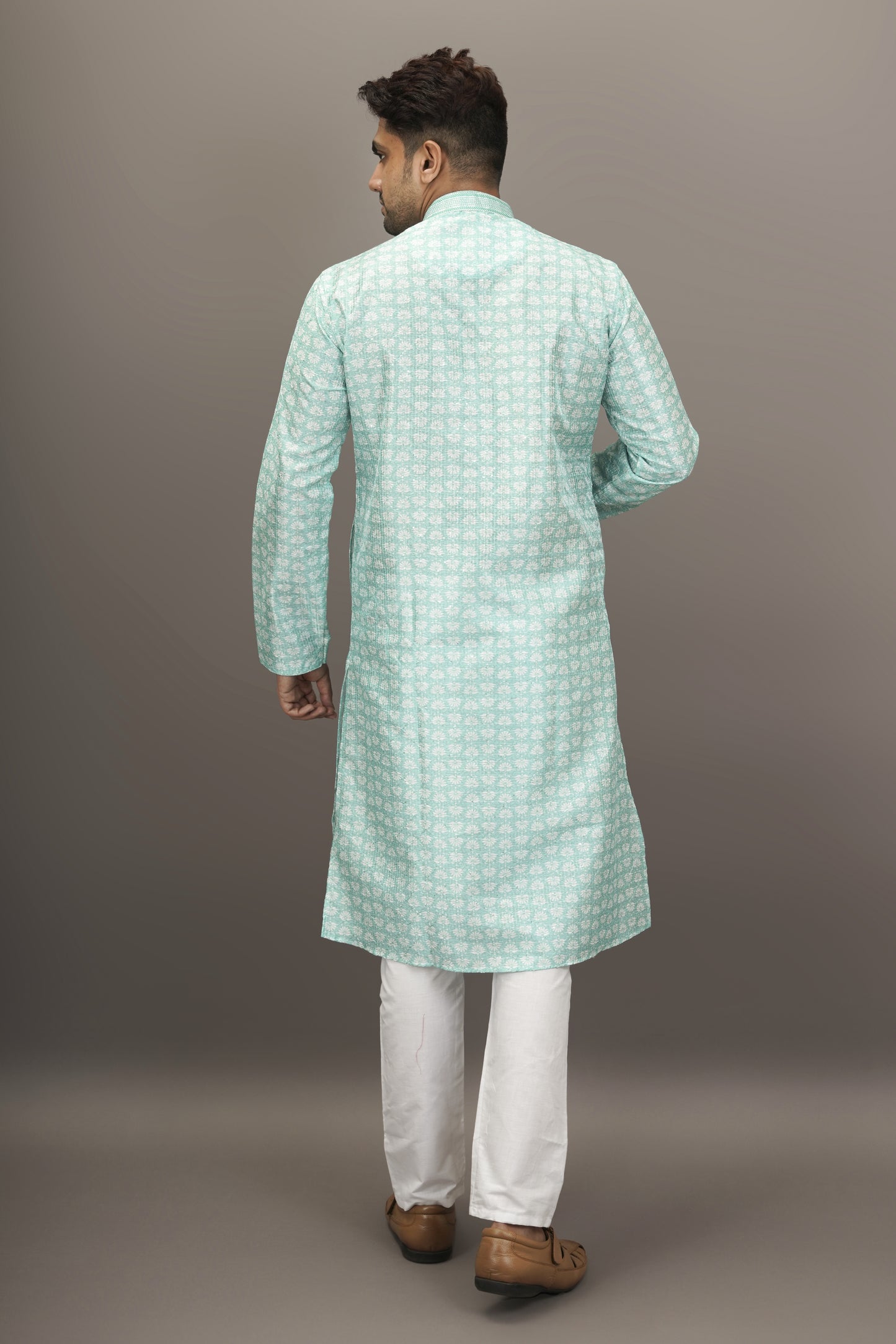 Pastel Blue colour Motif with sequins Kurta