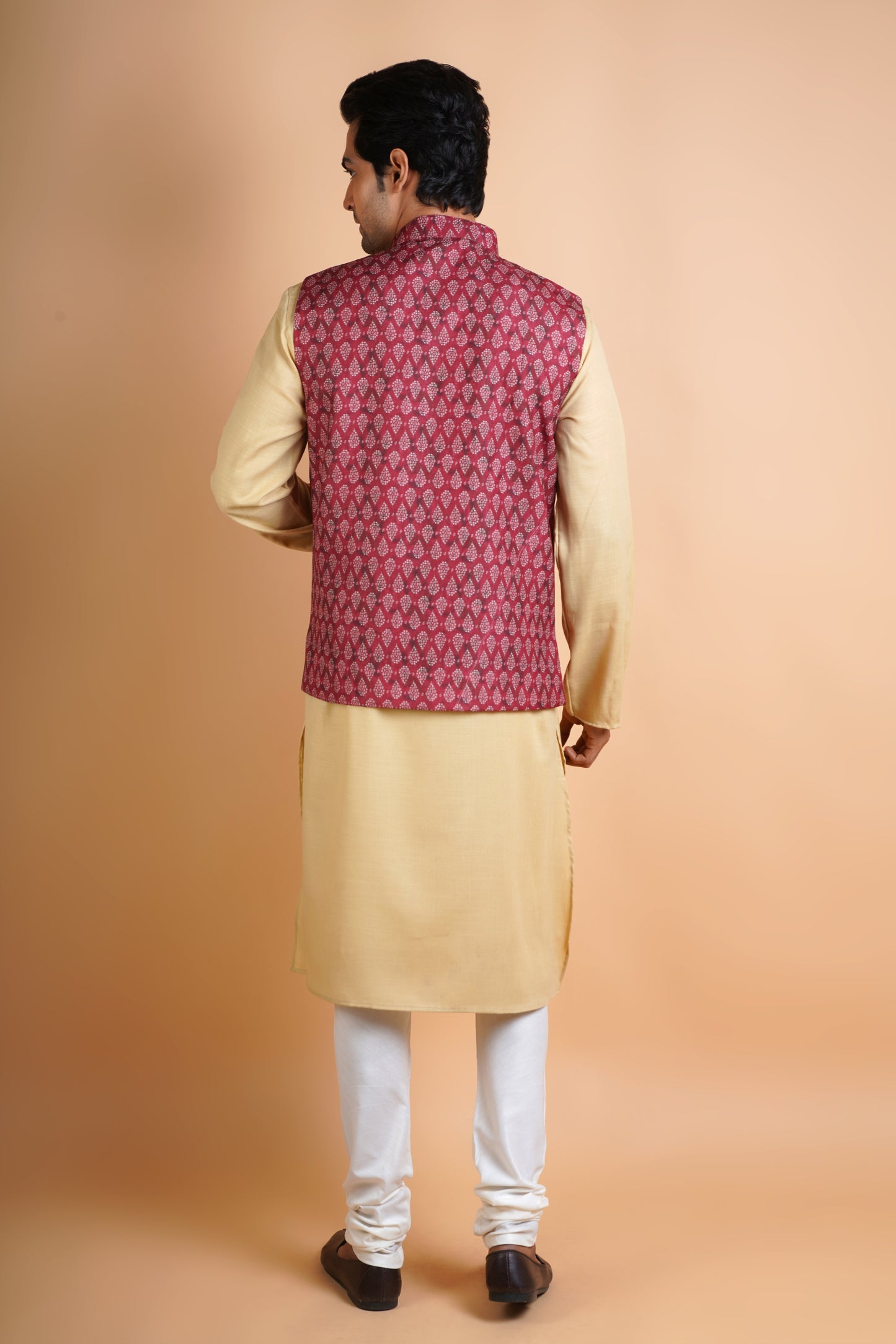 Designer Light Brown Kurta with Jacket | Jacket Kurta Set