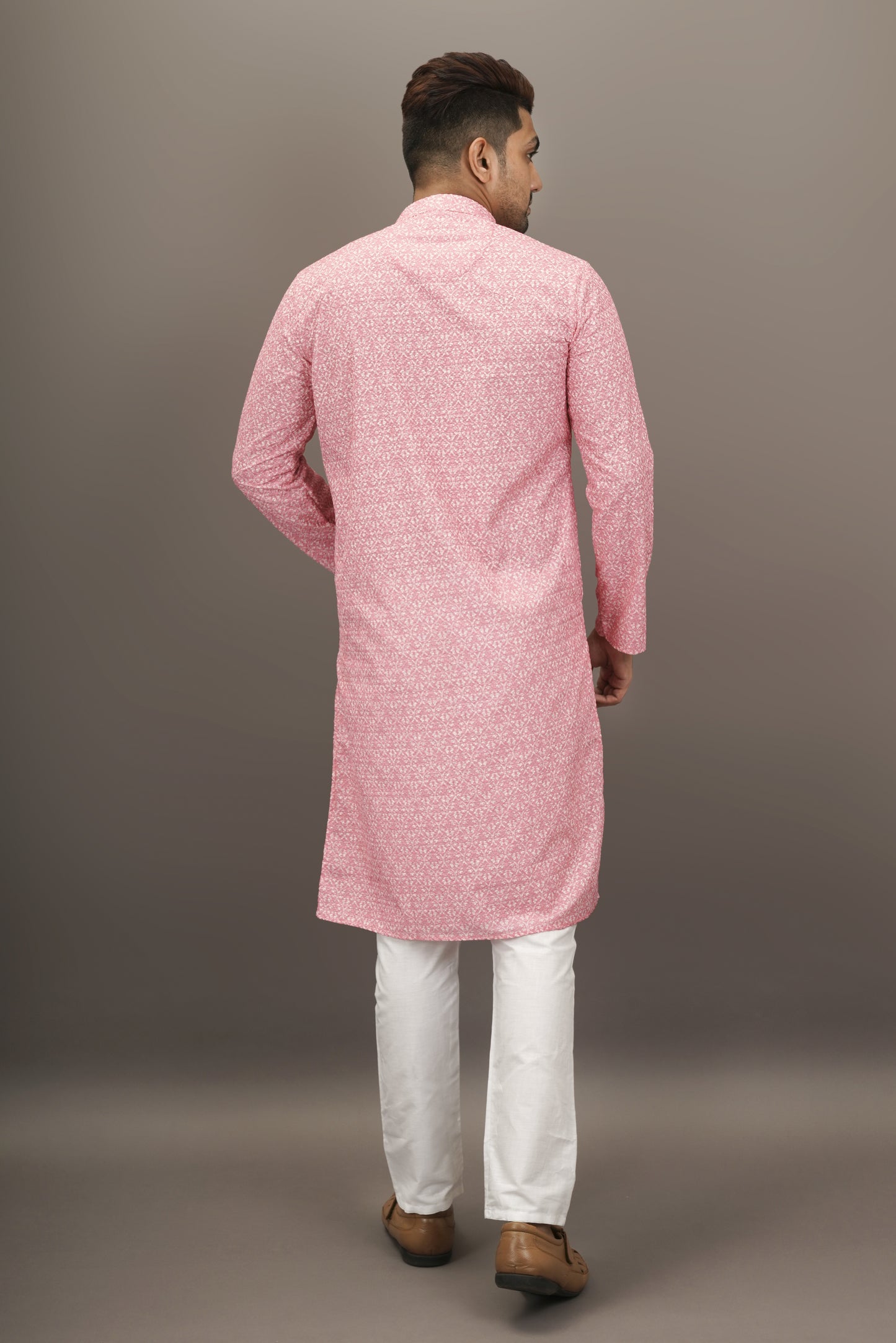 Deep Pink colour Printed Kurta with Chikankari work