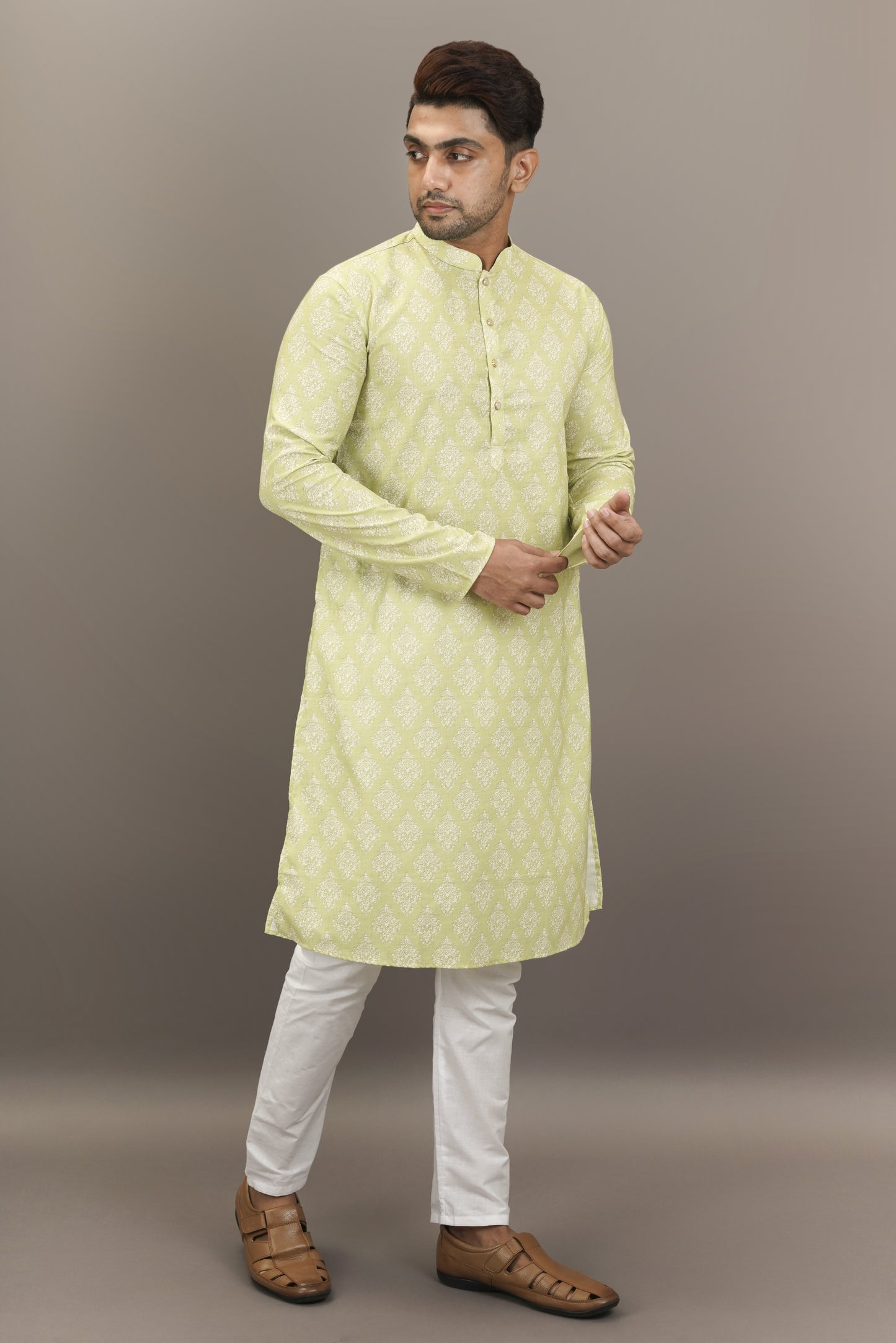 Mint Green colour Plain Printed Kurta