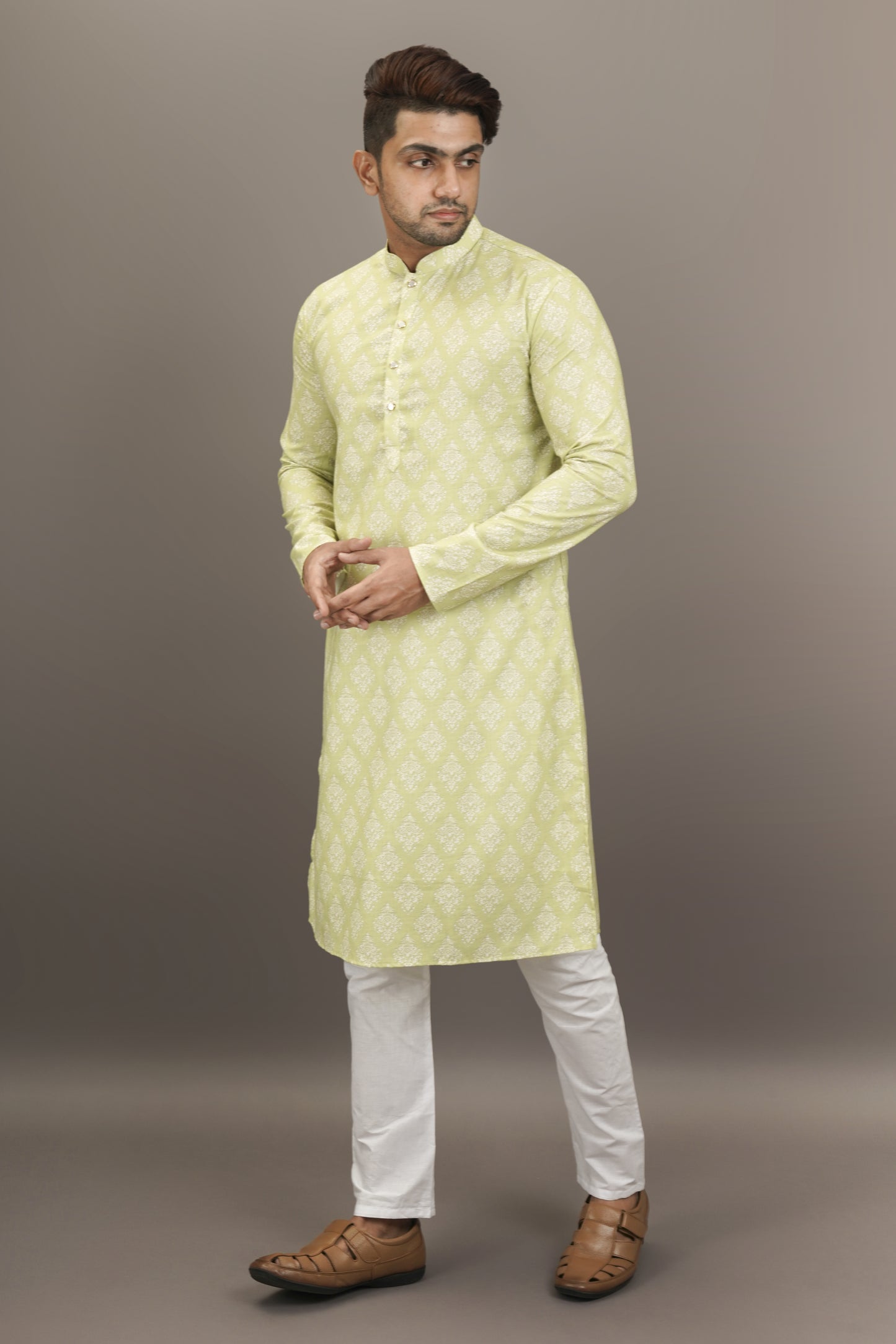 Mint Green colour Plain Printed Kurta