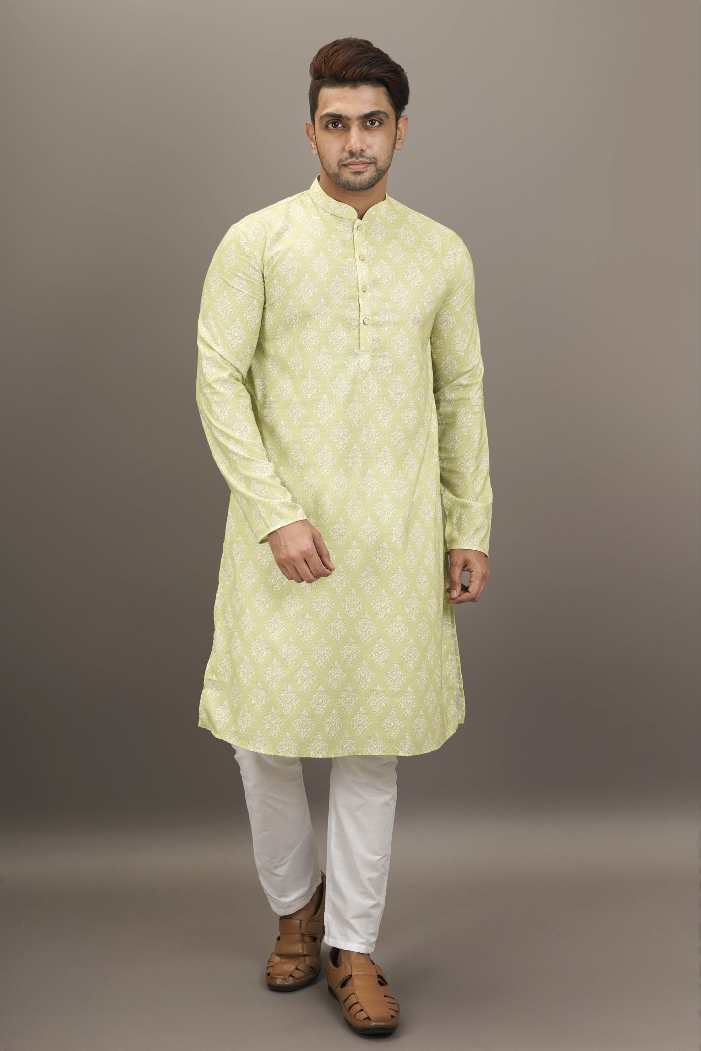 Mint Green colour Plain Printed Kurta