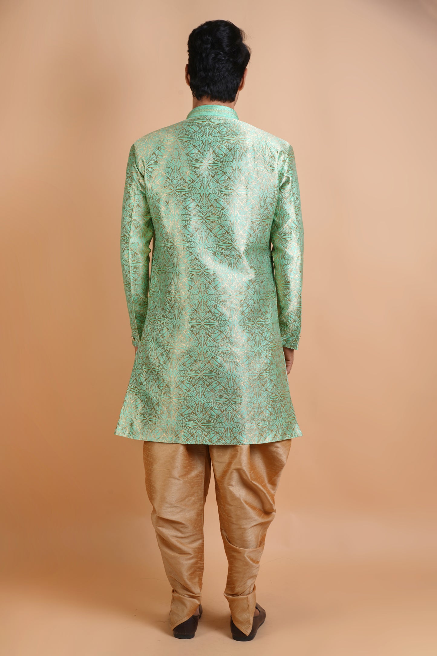 Stylish Leafy green Colour Indo Western Kurta Set with Modern Pattern