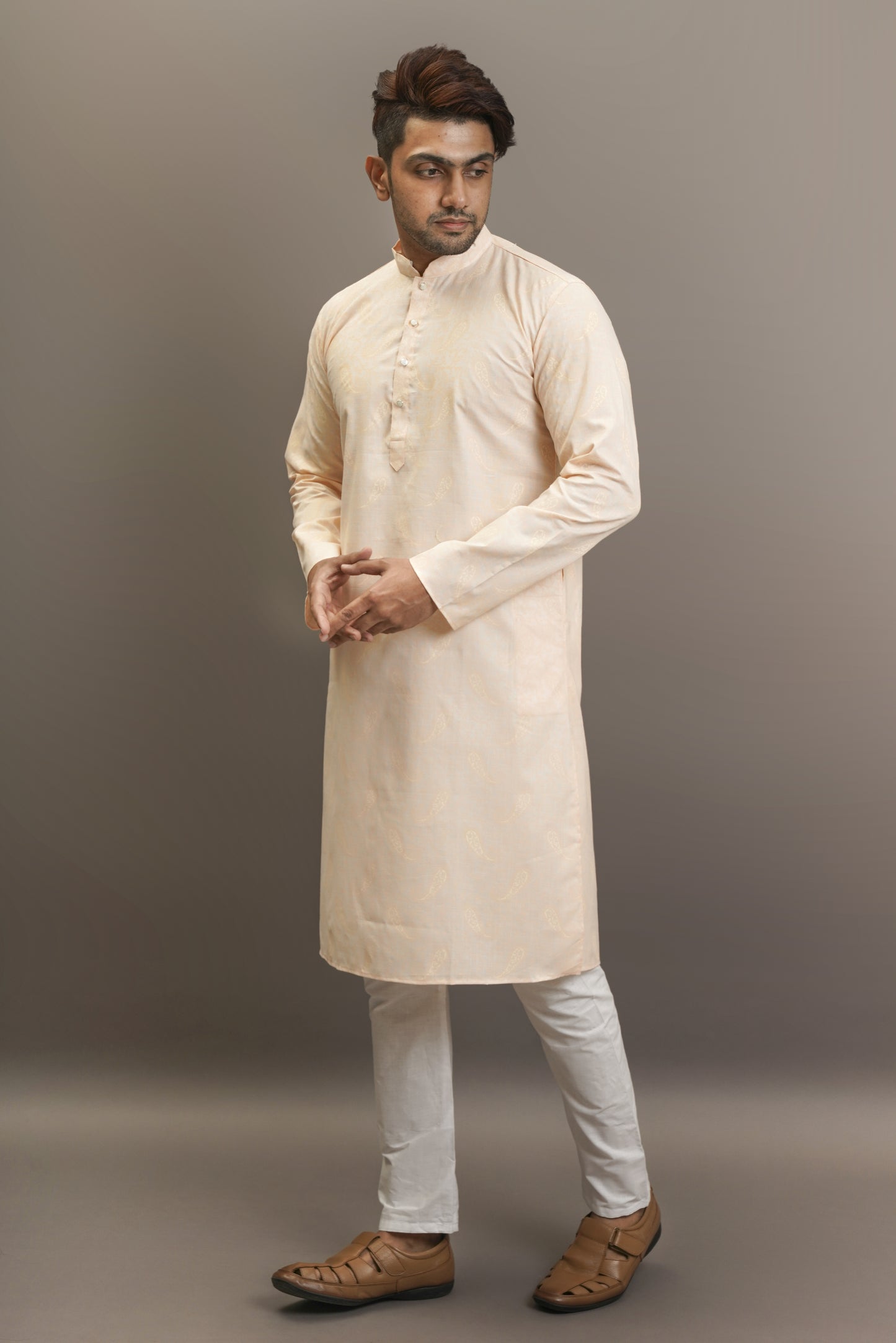 Pastel Light Beige Coloured Kurta