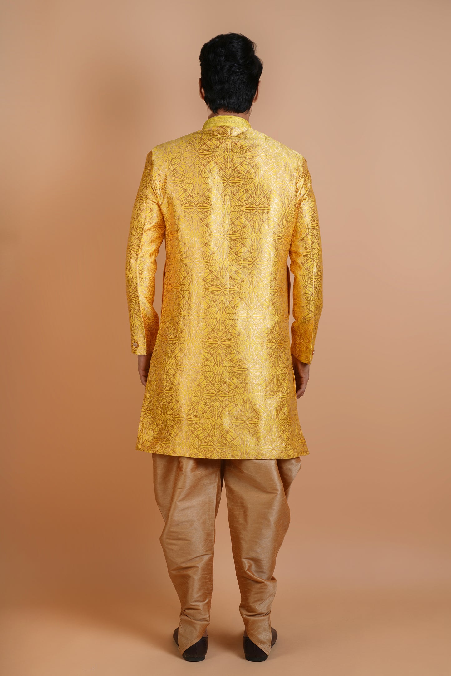 Stylish Mustard Yellow Colour Indo Western Kurta Set with Modern Pattern