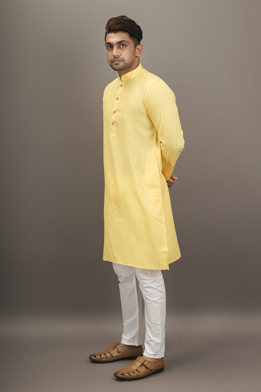 Pastel Light Yellow Coloured Kurta