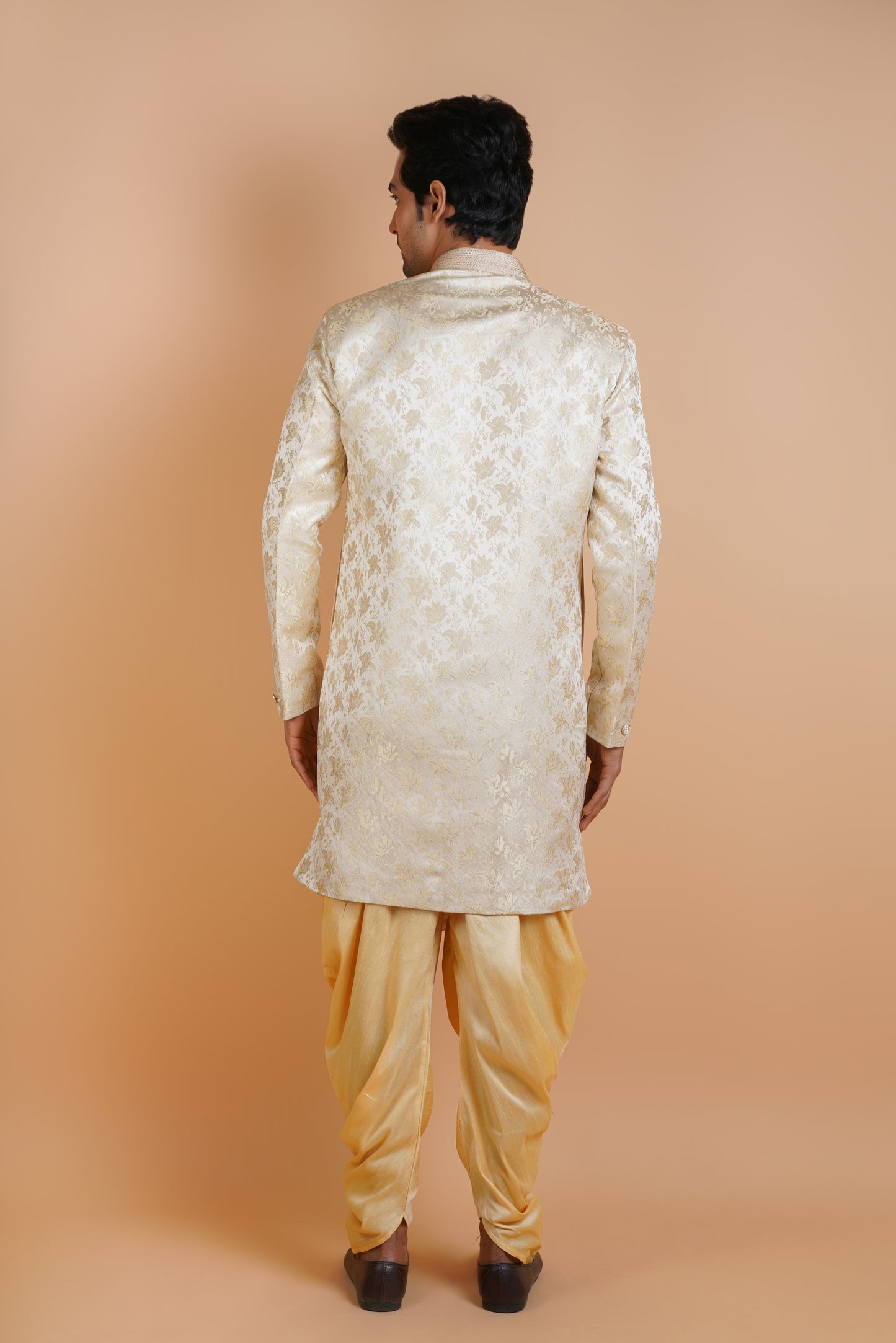 Faded Beige Colour Indo Western Kurta Set with Royal Pattern