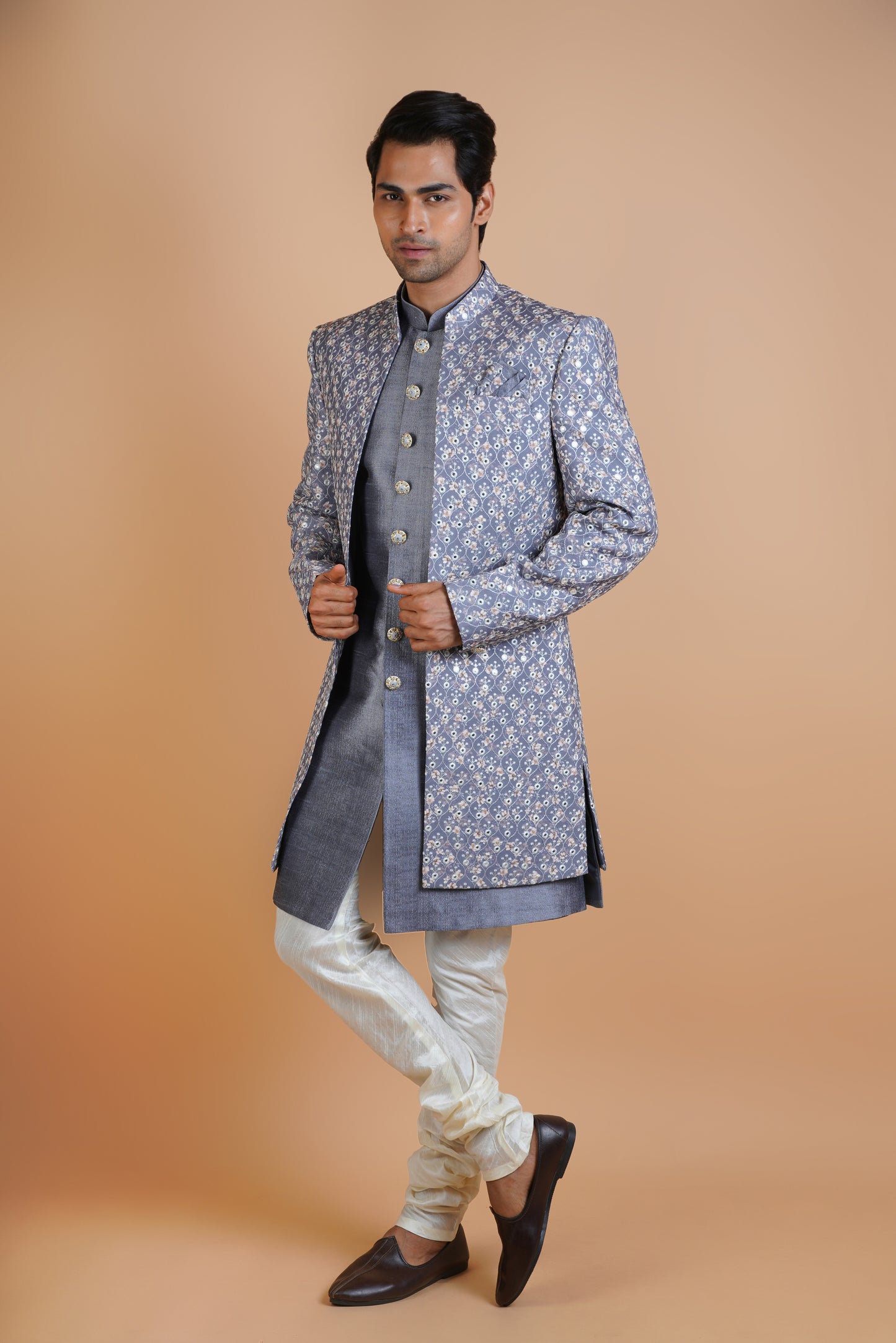 Bestselling Royal Blue Colour Indo Western Kurta Set with Exclusive Pattern