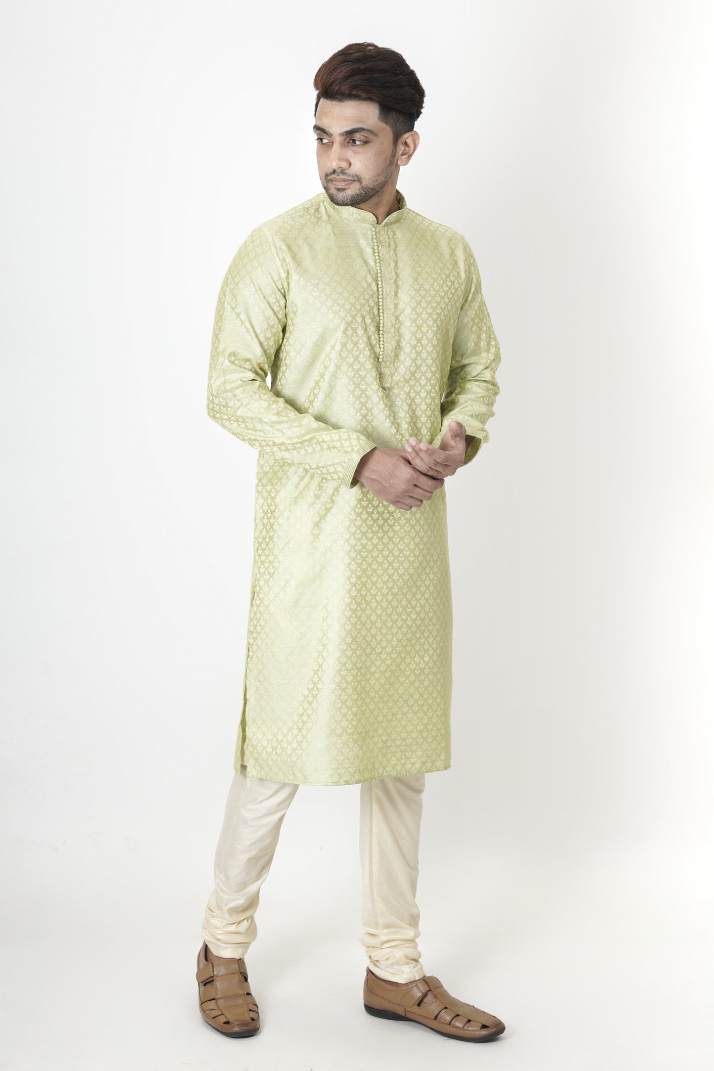 Soothing Green colour Jacquard Kurta