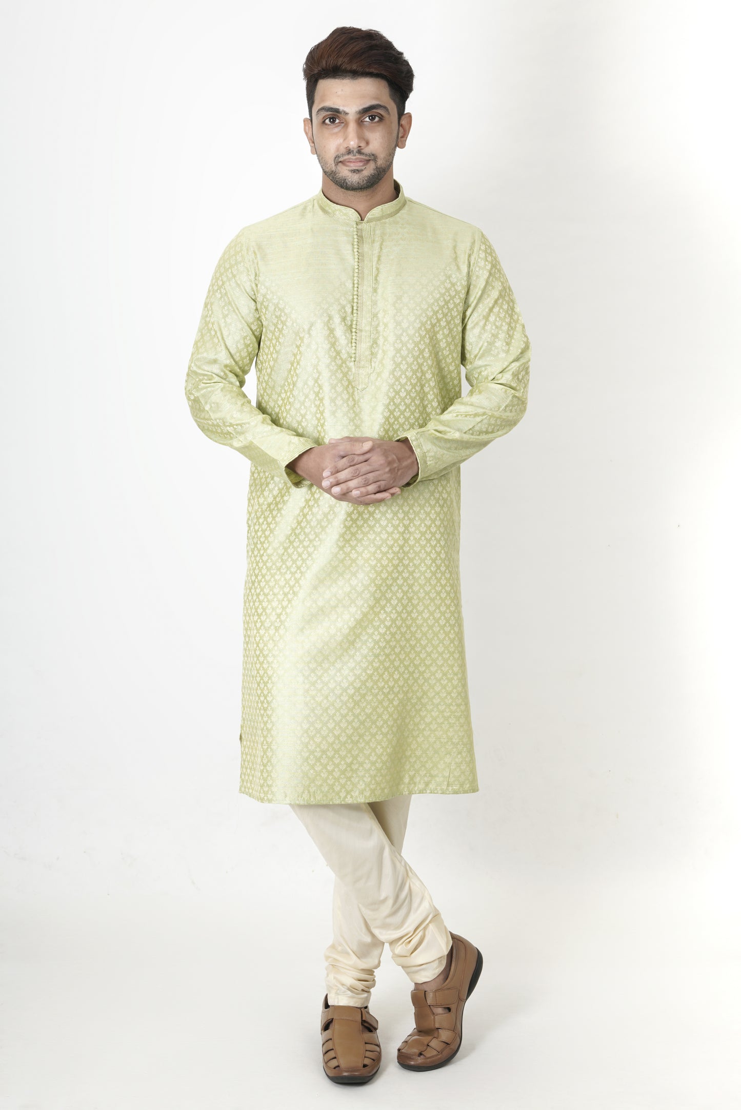 Soothing Green colour Jacquard Kurta