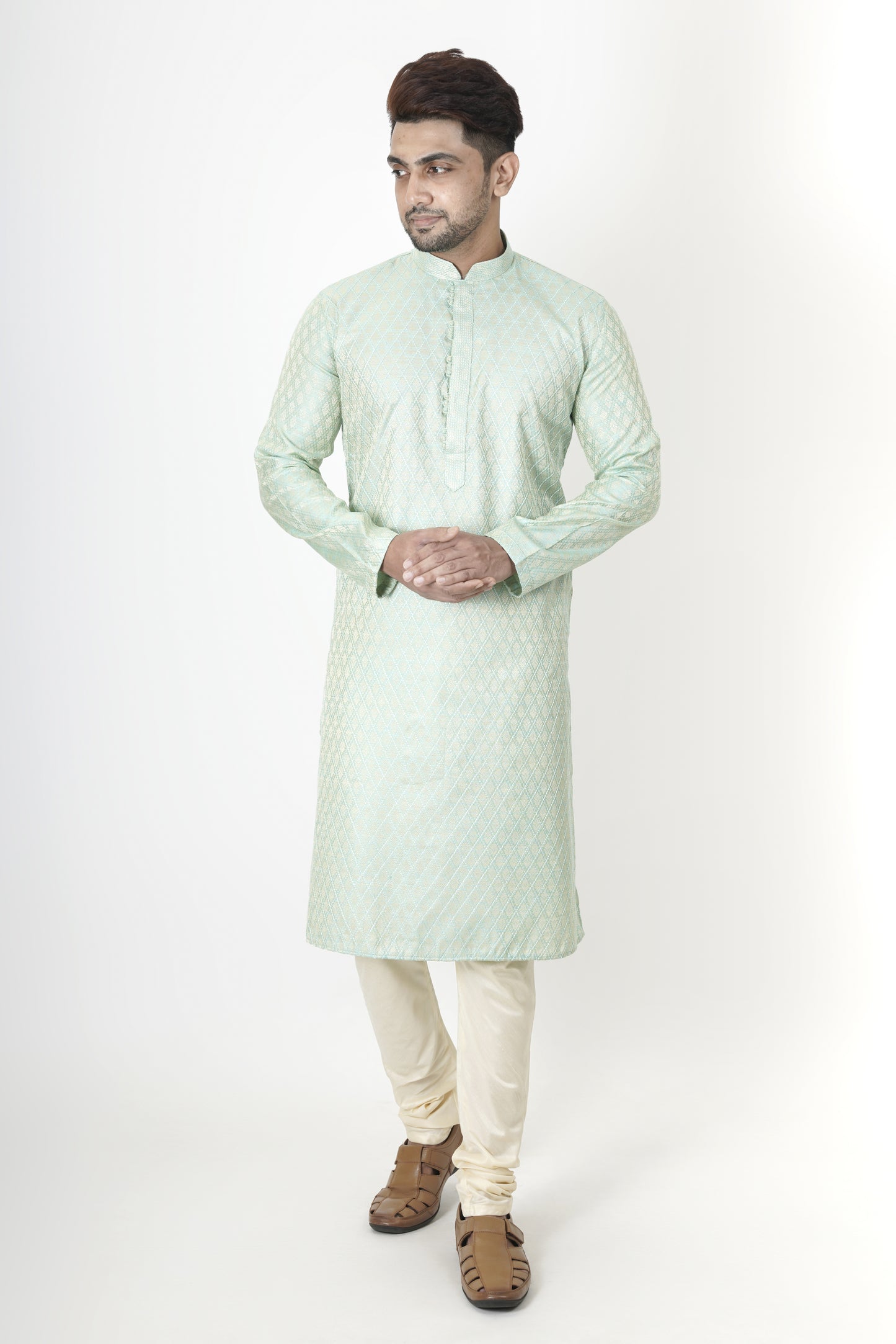 Light Turquoise colour Jacquard Kurta