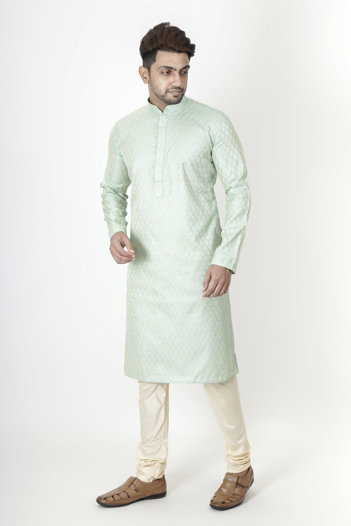 Light Turquoise colour Jacquard Kurta