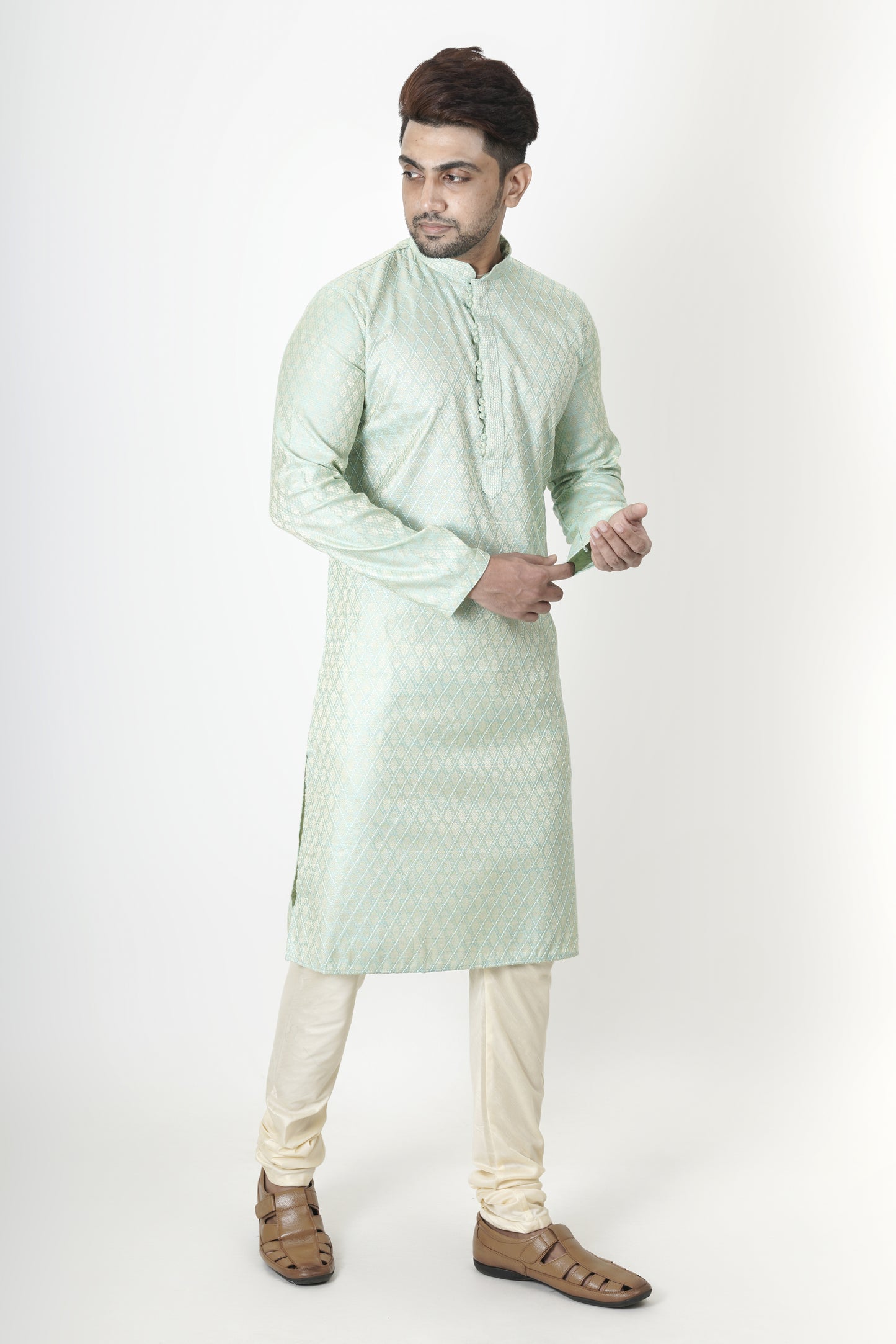 Light Turquoise colour Jacquard Kurta