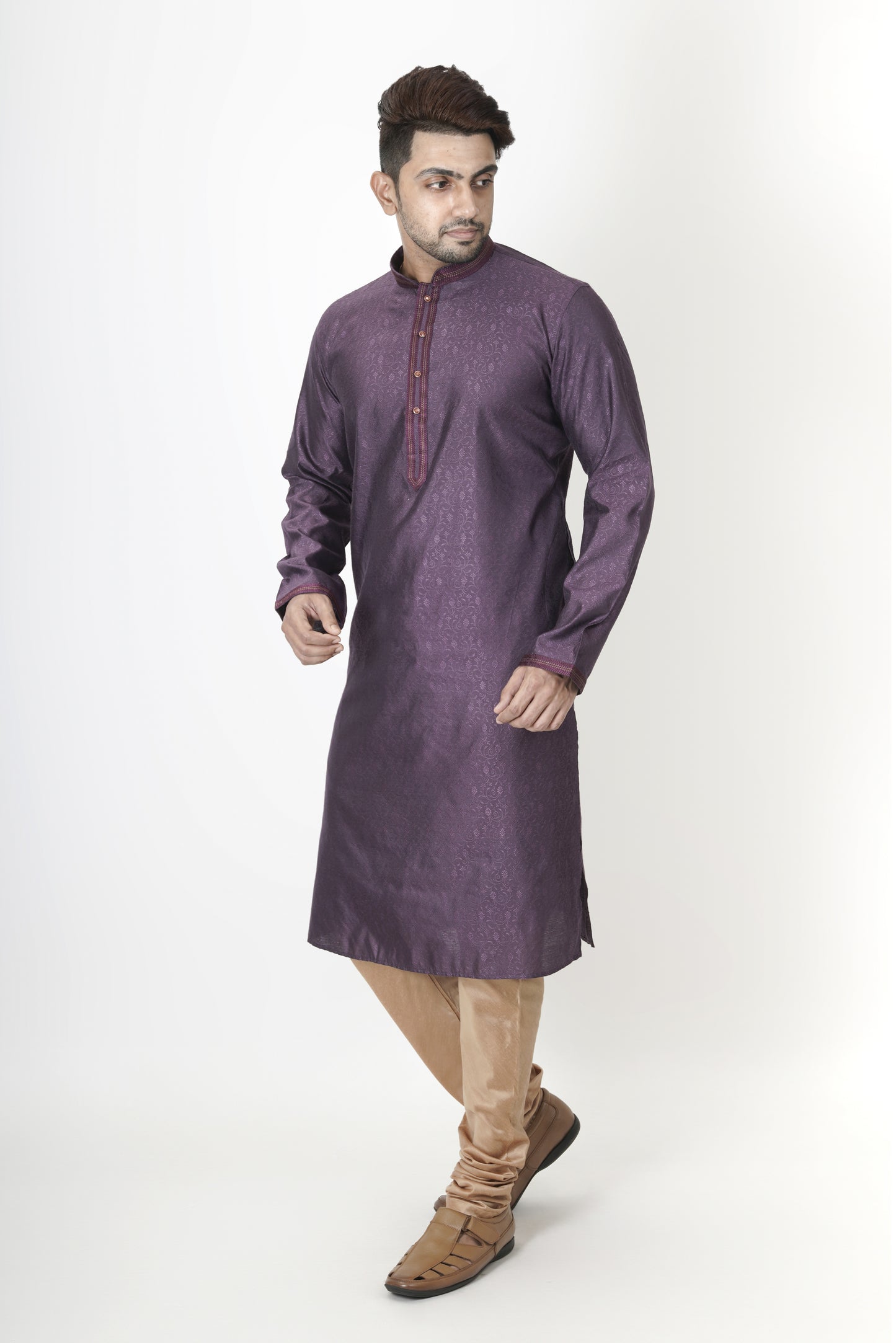 Burgundy colour Jacquard Kurta