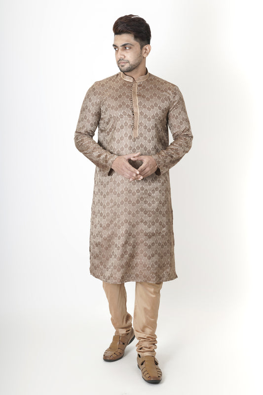 Light Brown colour Jacquard Kurta