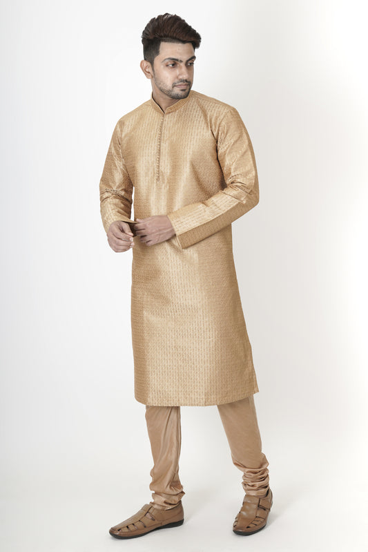 Light Golden colour Printed Kurta with embroidery work