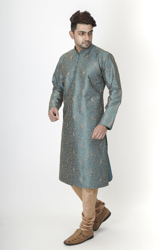 Sea Green colour Kurta with embroidery work