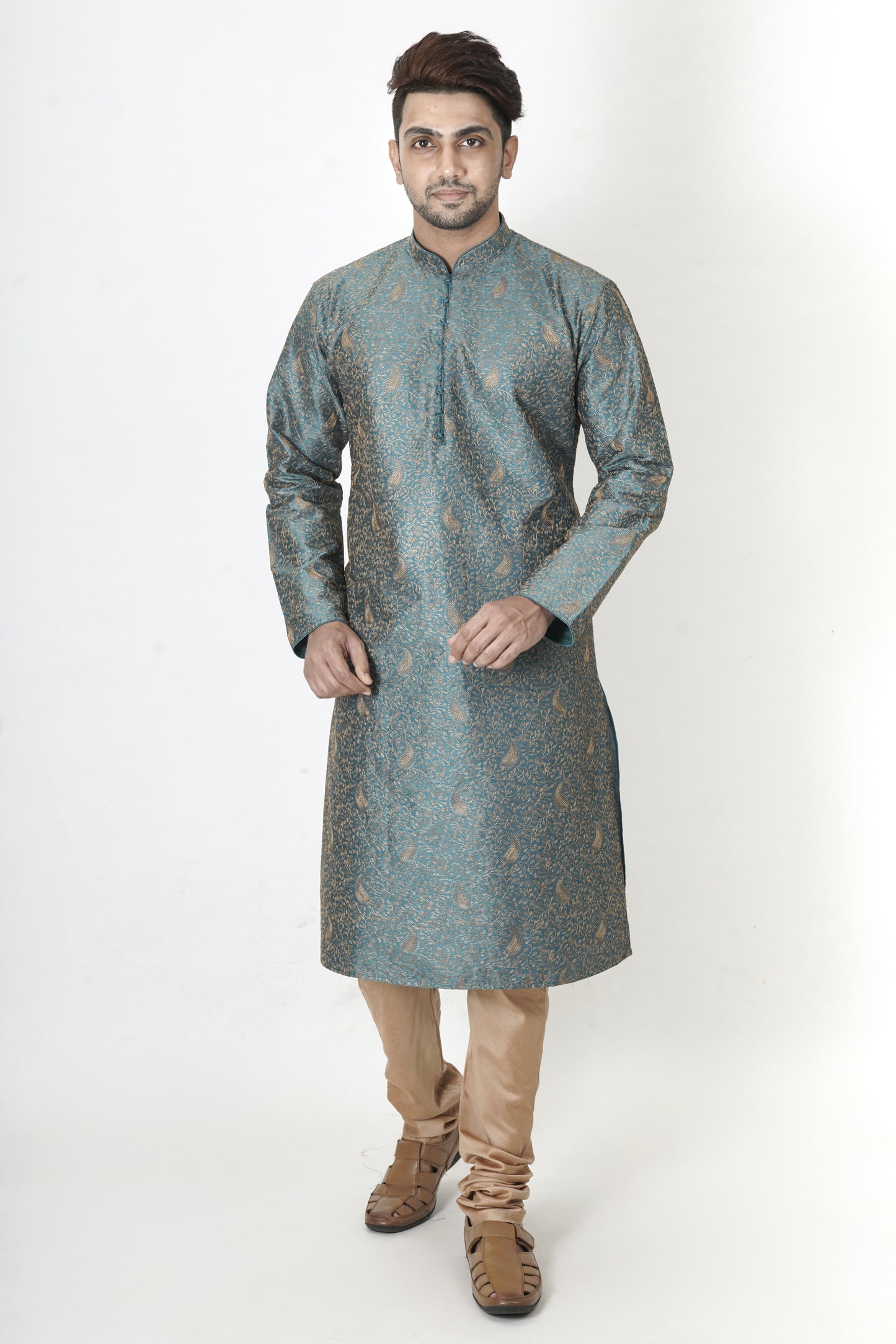 Sea Green colour Kurta with embroidery work