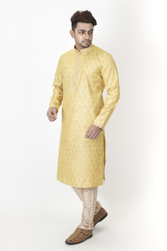 New Light Yellow colour Jacquard Kurta