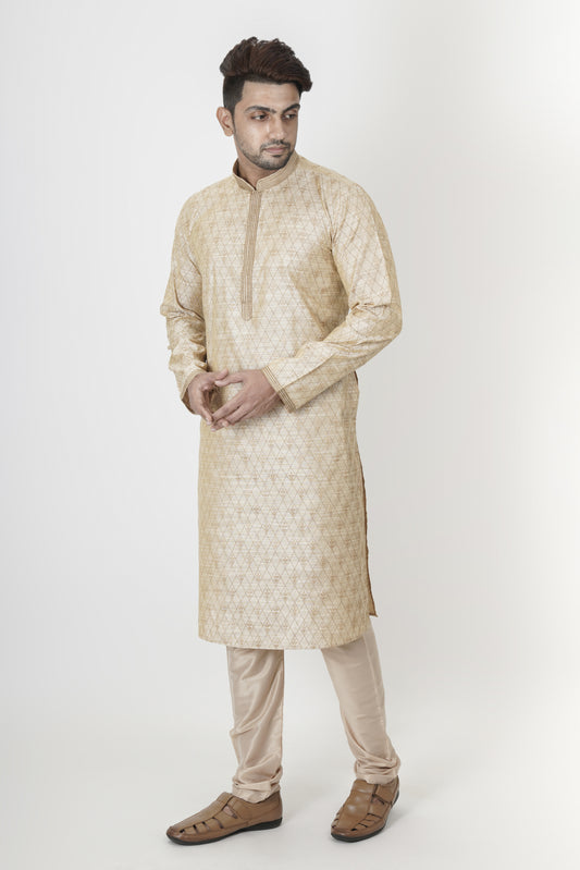 Light Beige colour Jacquard Kurta