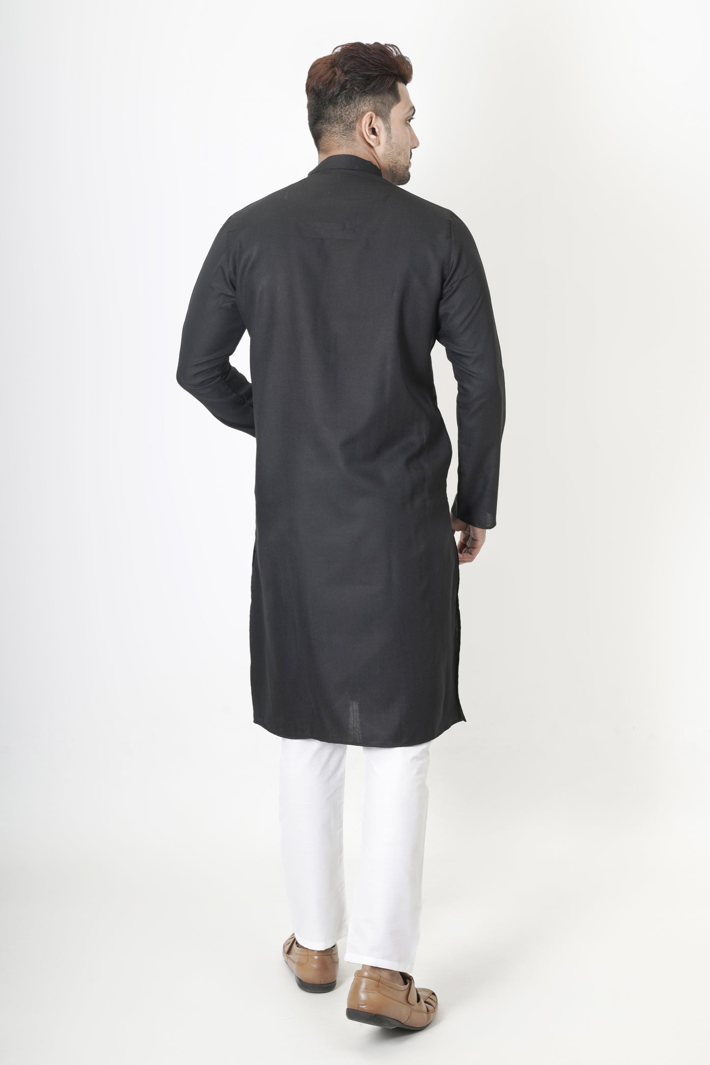 Black Colour Plain Pastel Kurta | Cotton