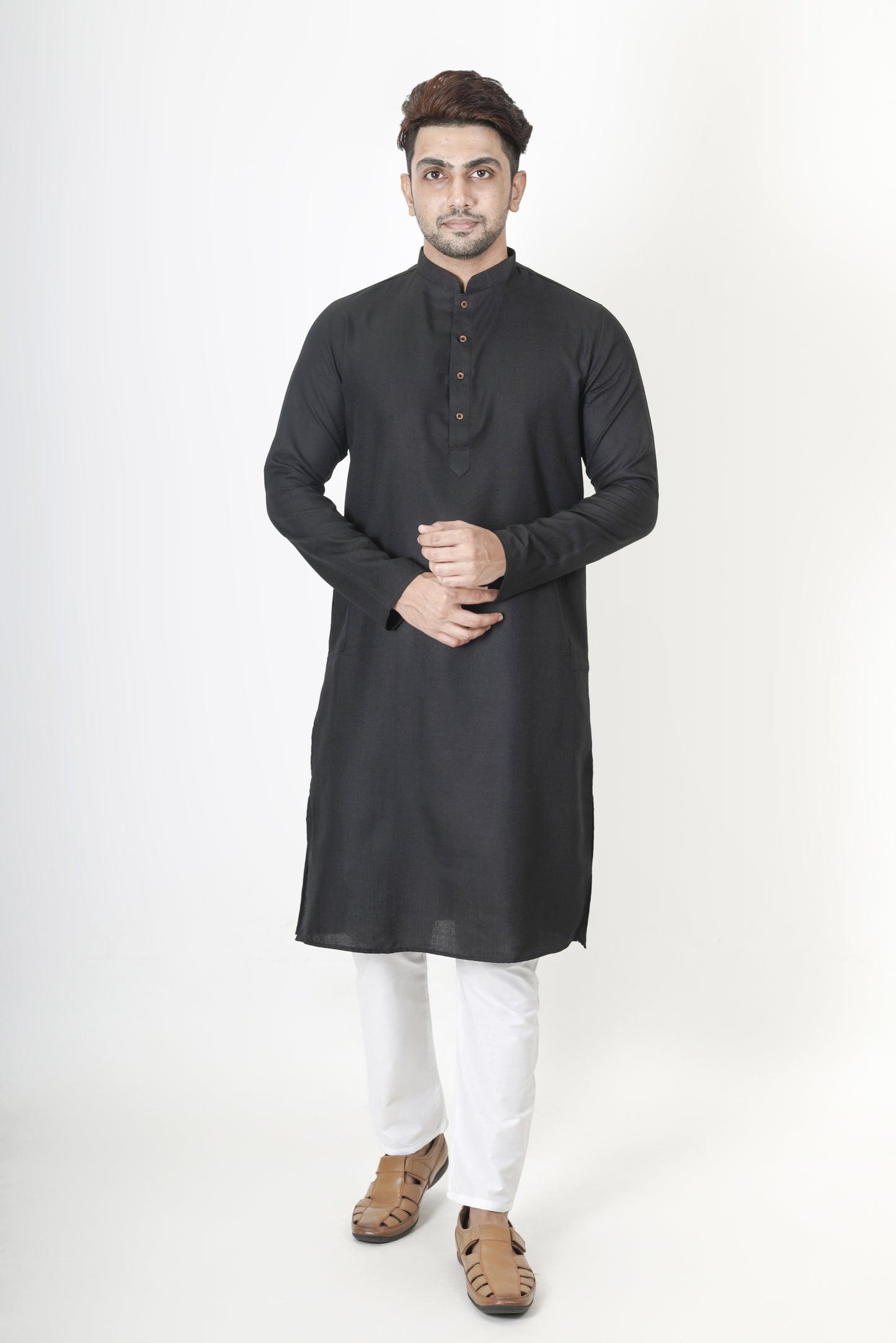 Black Colour Plain Pastel Kurta | Cotton