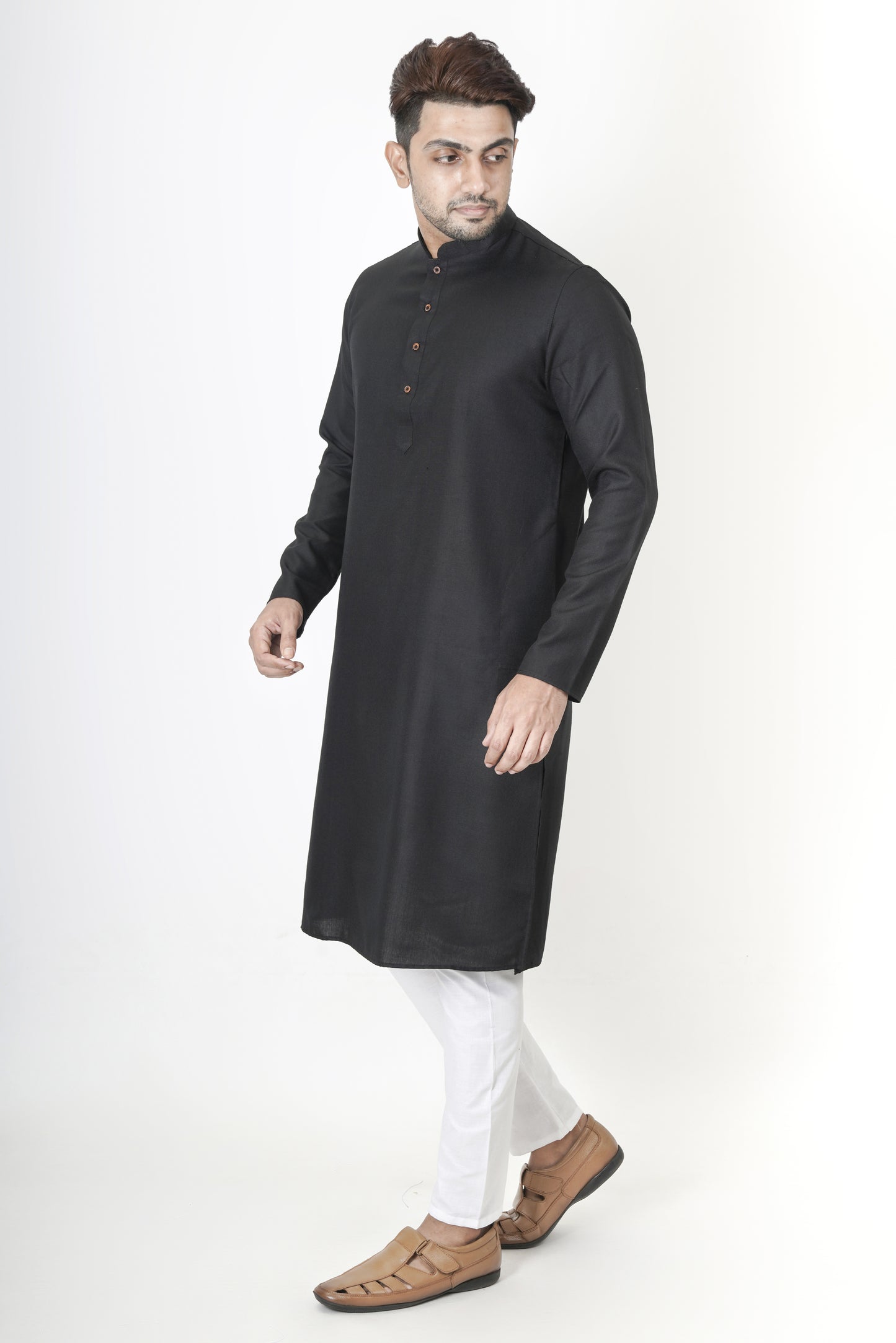 Black Colour Plain Pastel Kurta | Cotton