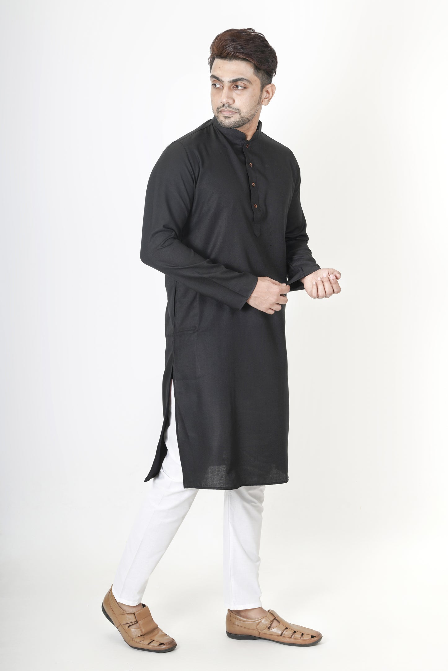 Black Colour Plain Pastel Kurta | Cotton