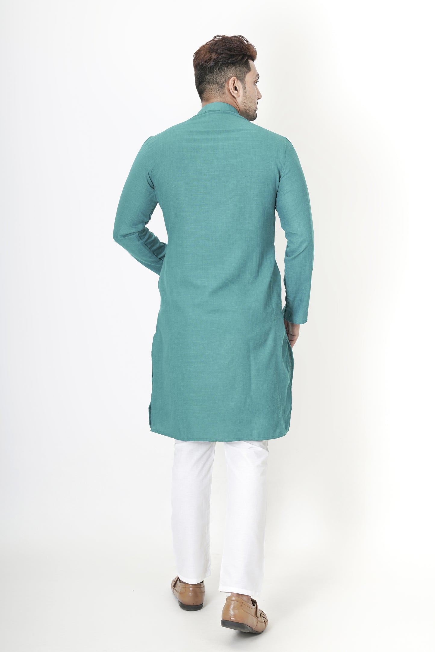 Dark Turquoise Colour Plain Pastel Kurta | Cotton