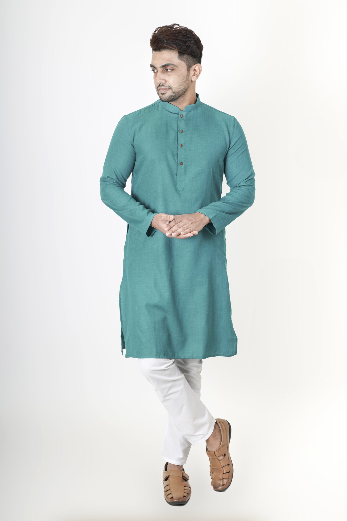 Dark Turquoise Colour Plain Pastel Kurta | Cotton