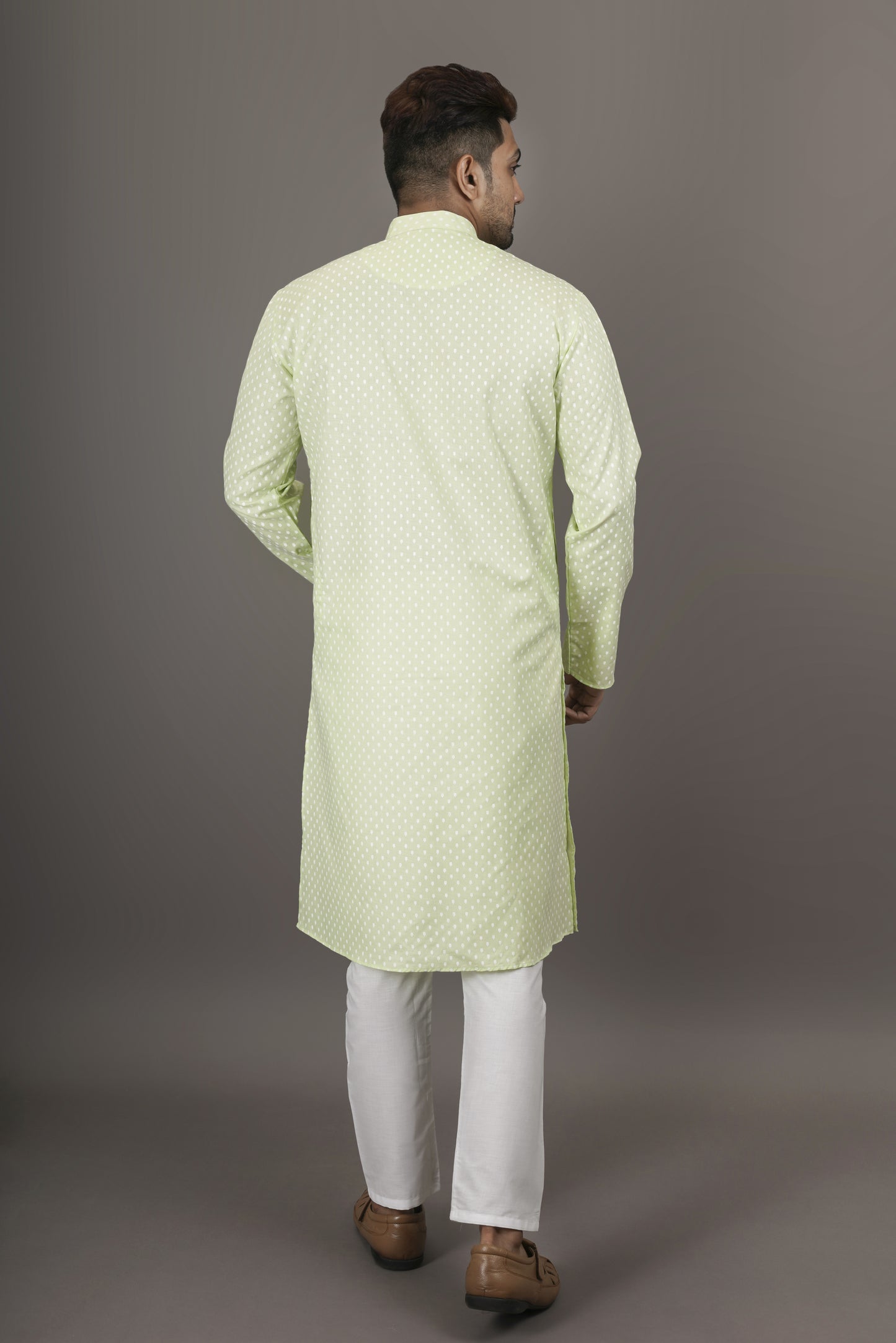 Super Light Green Colour Patterned Printed Kurta | Cotton