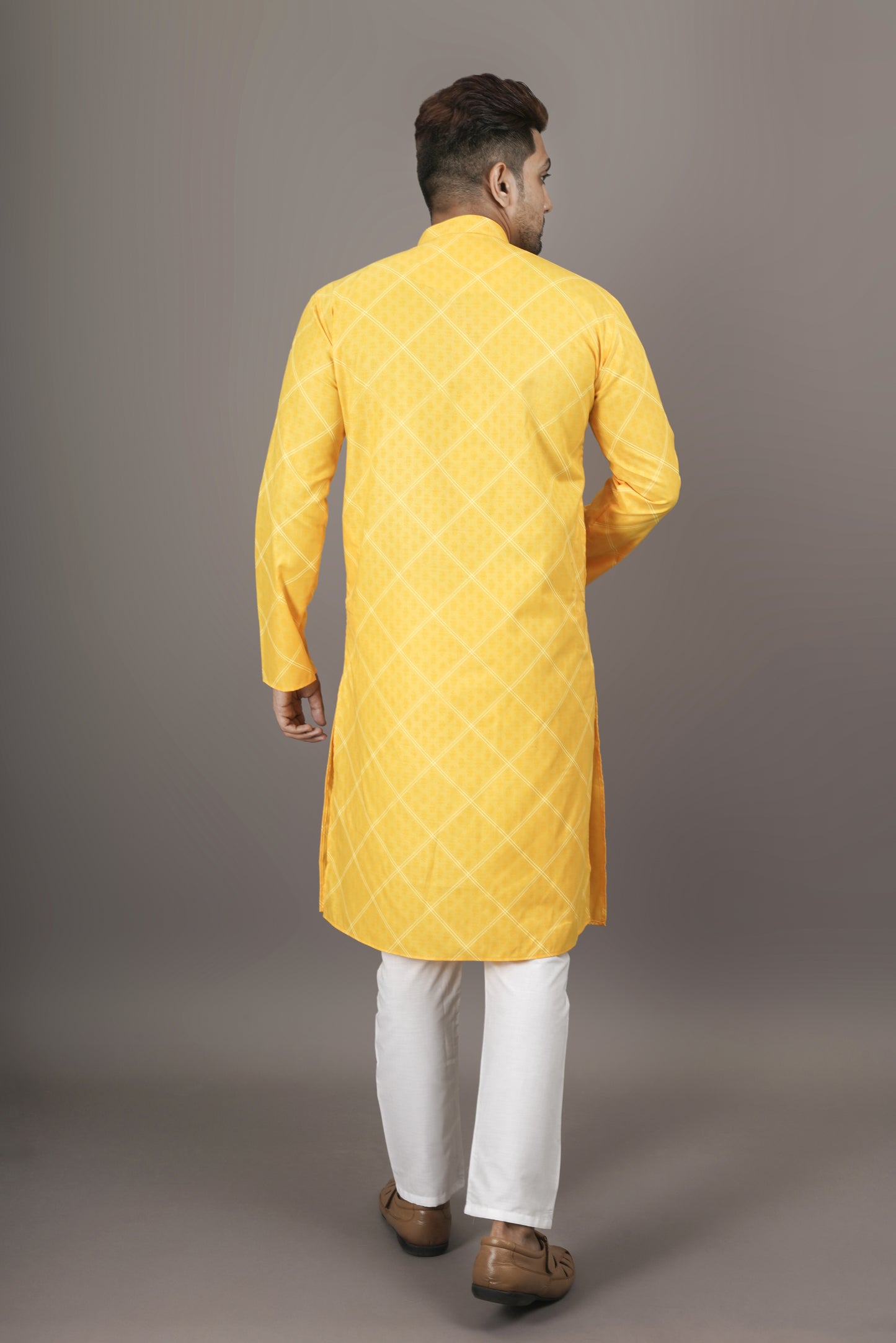 Sunflower Yellow Colour Patterned Printed Kurta | Cotton