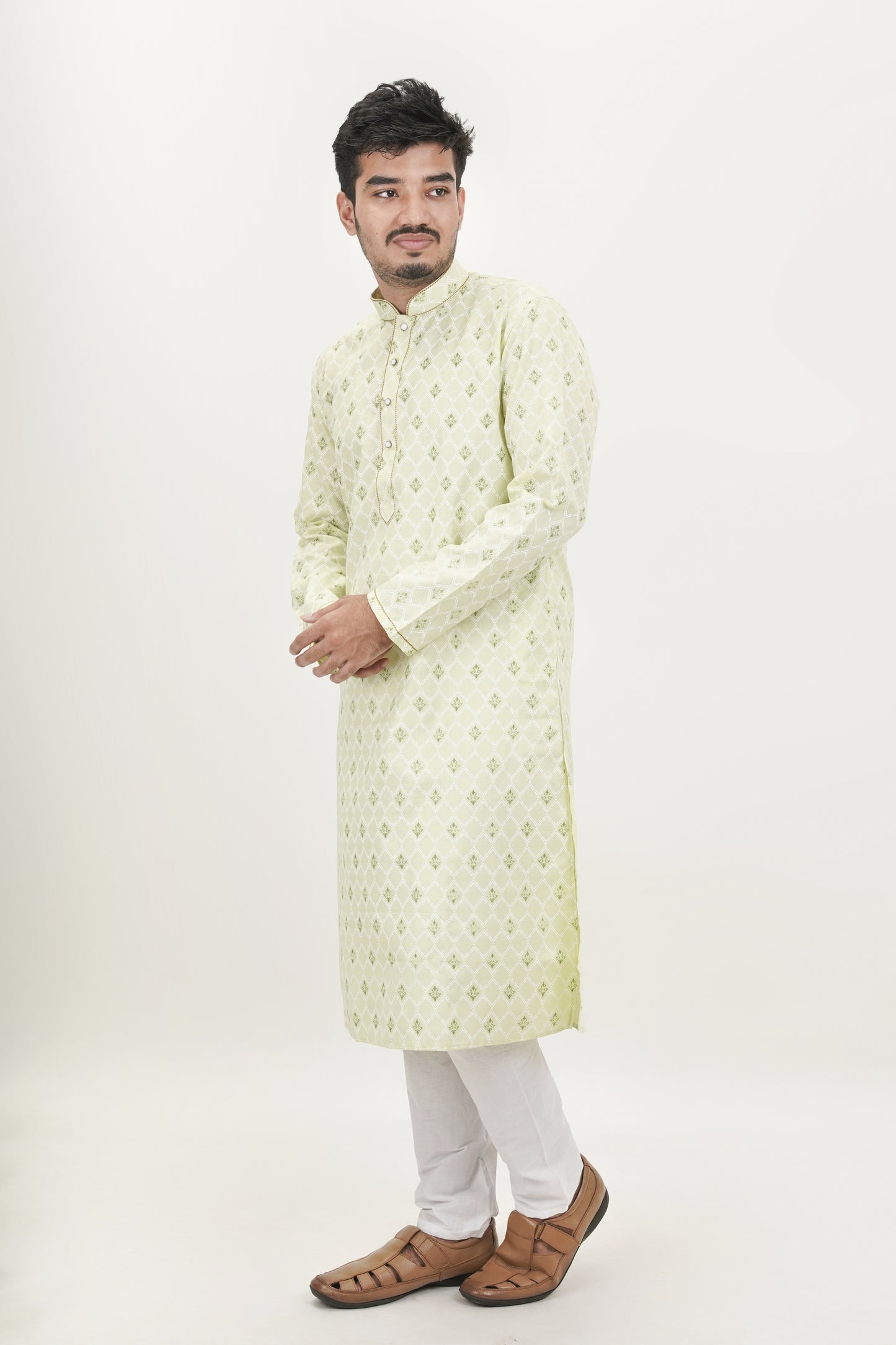 Lime Green Colour Patterned Printed Kurta