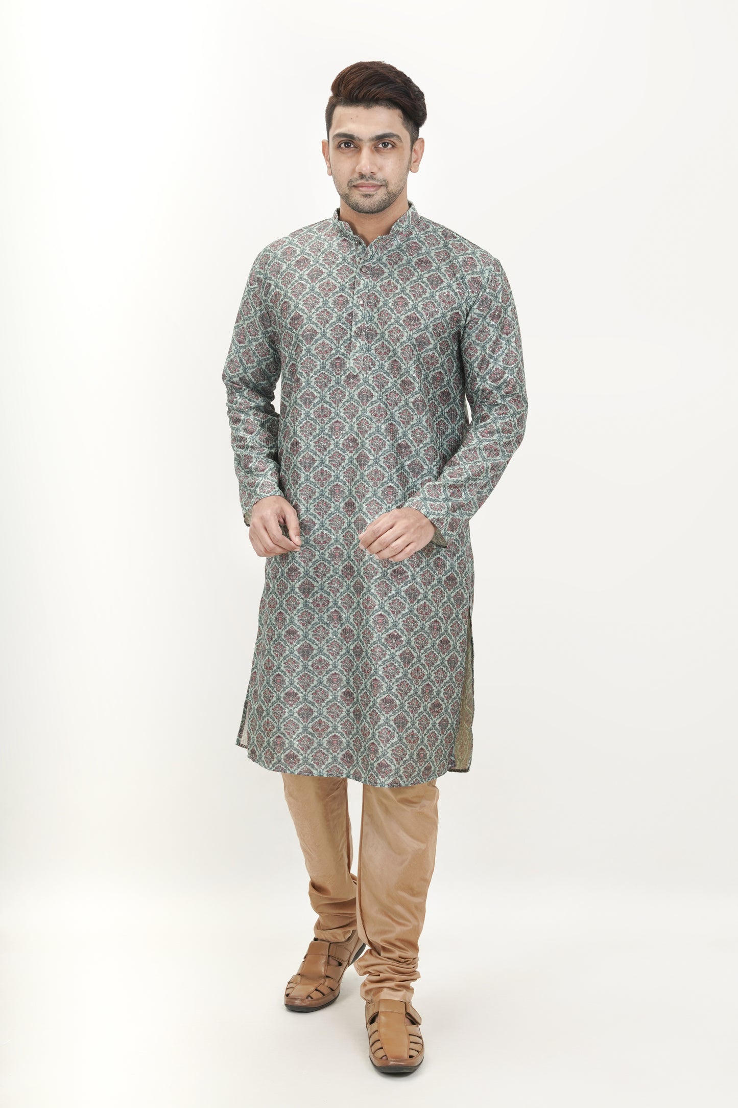 Dark Green colour Motif with sequins Kurta