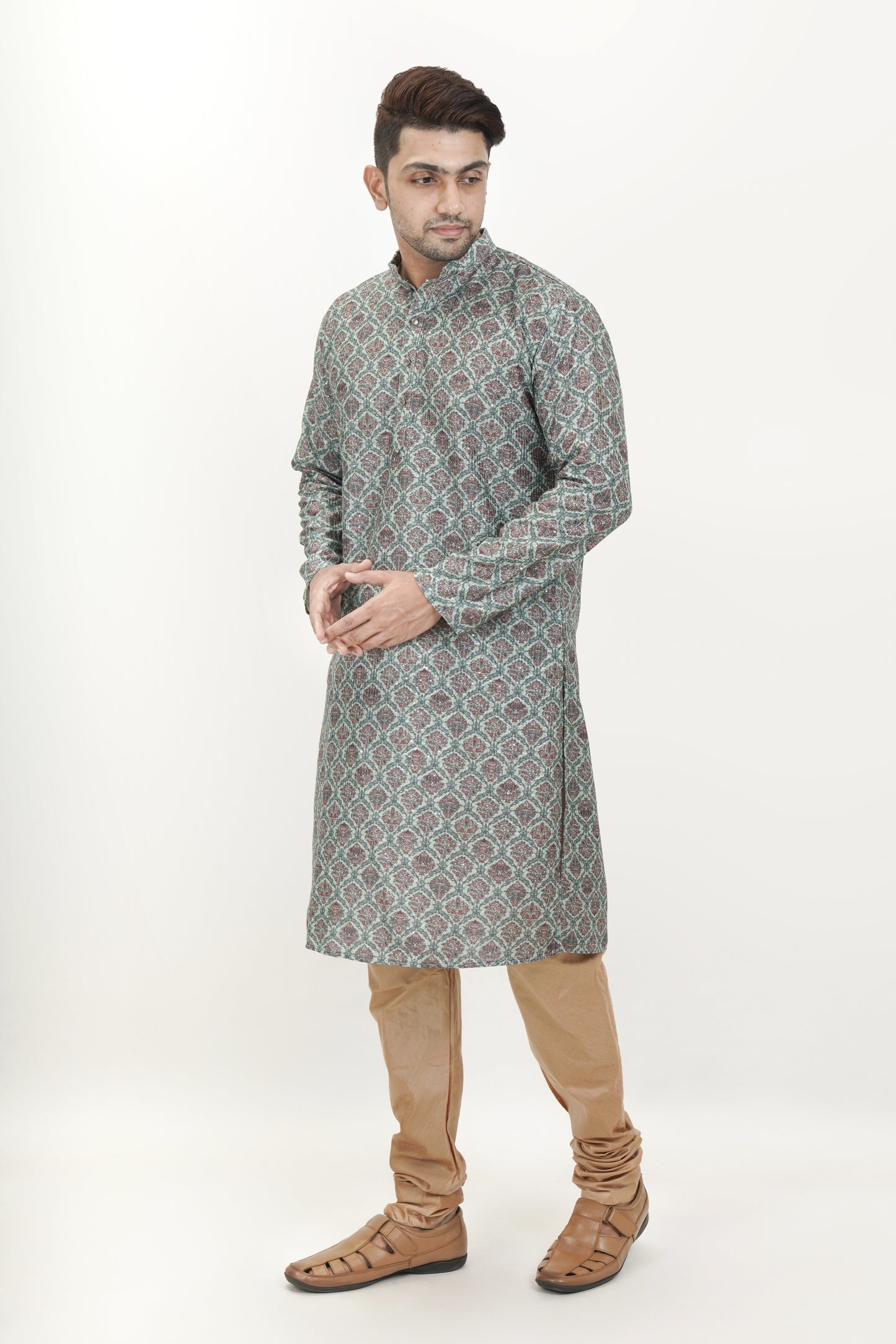 Dark Green colour Motif with sequins Kurta