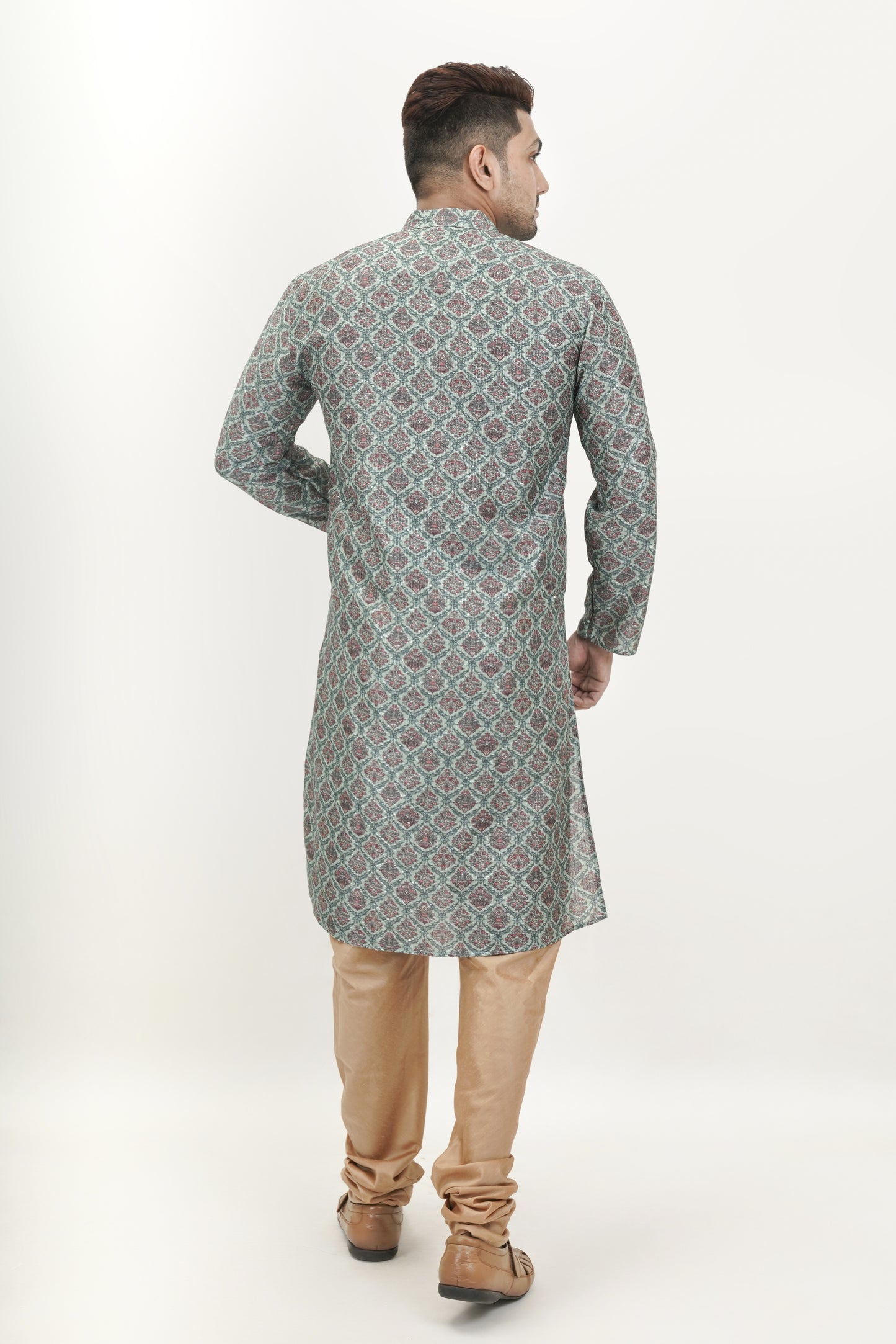 Dark Green colour Motif with sequins Kurta