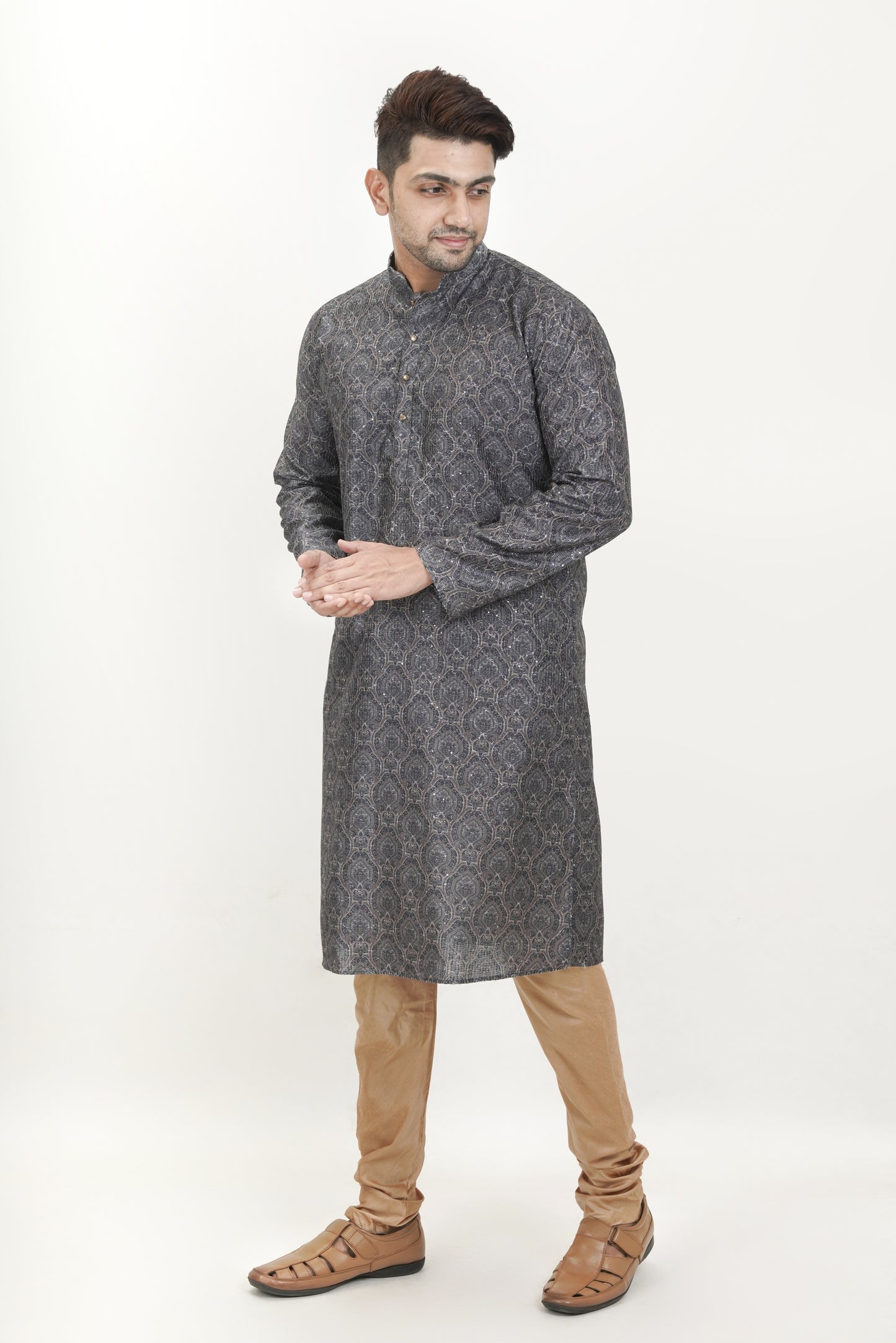 Dark Grey colour Motif with sequins Kurta