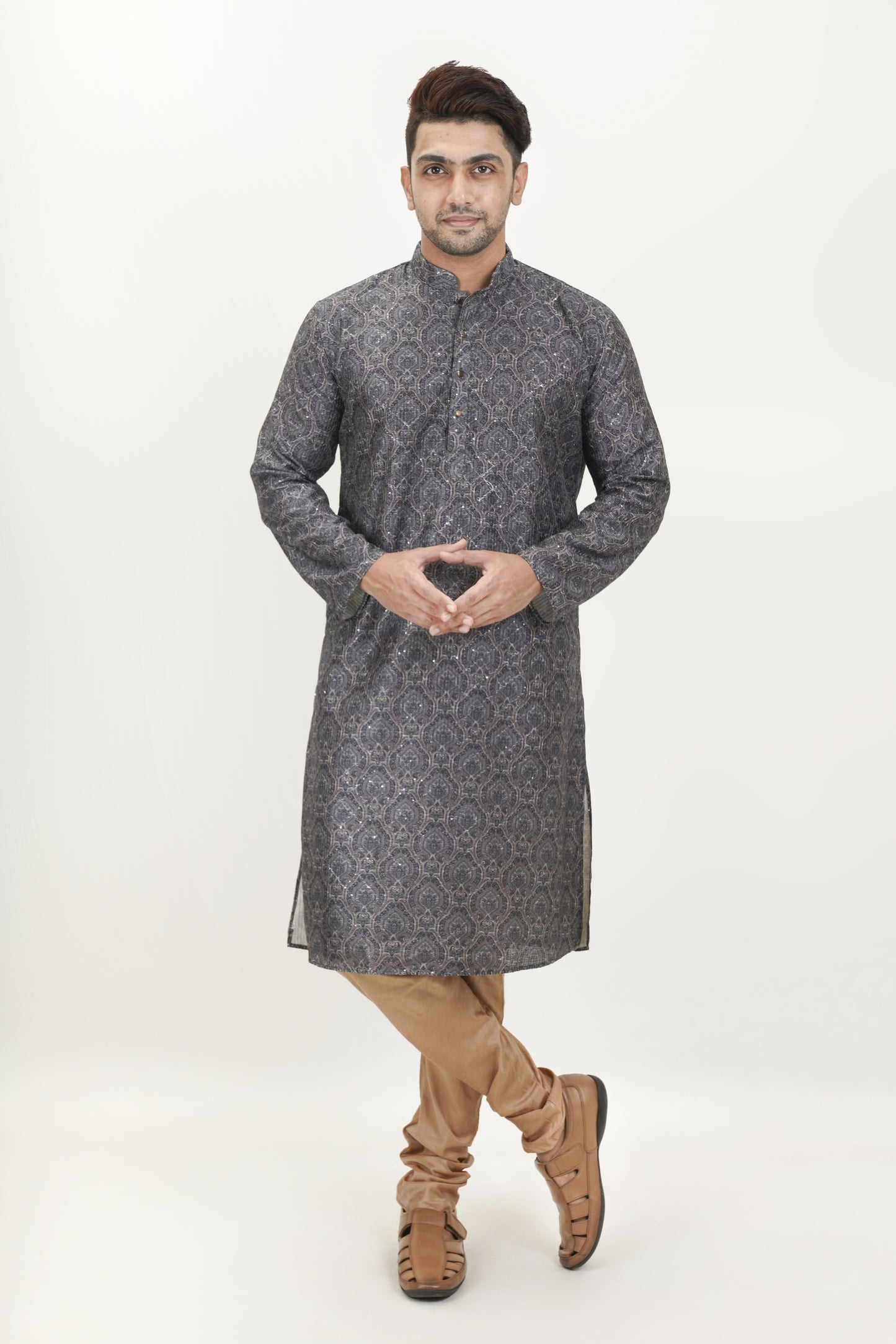 Dark Grey colour Motif with sequins Kurta