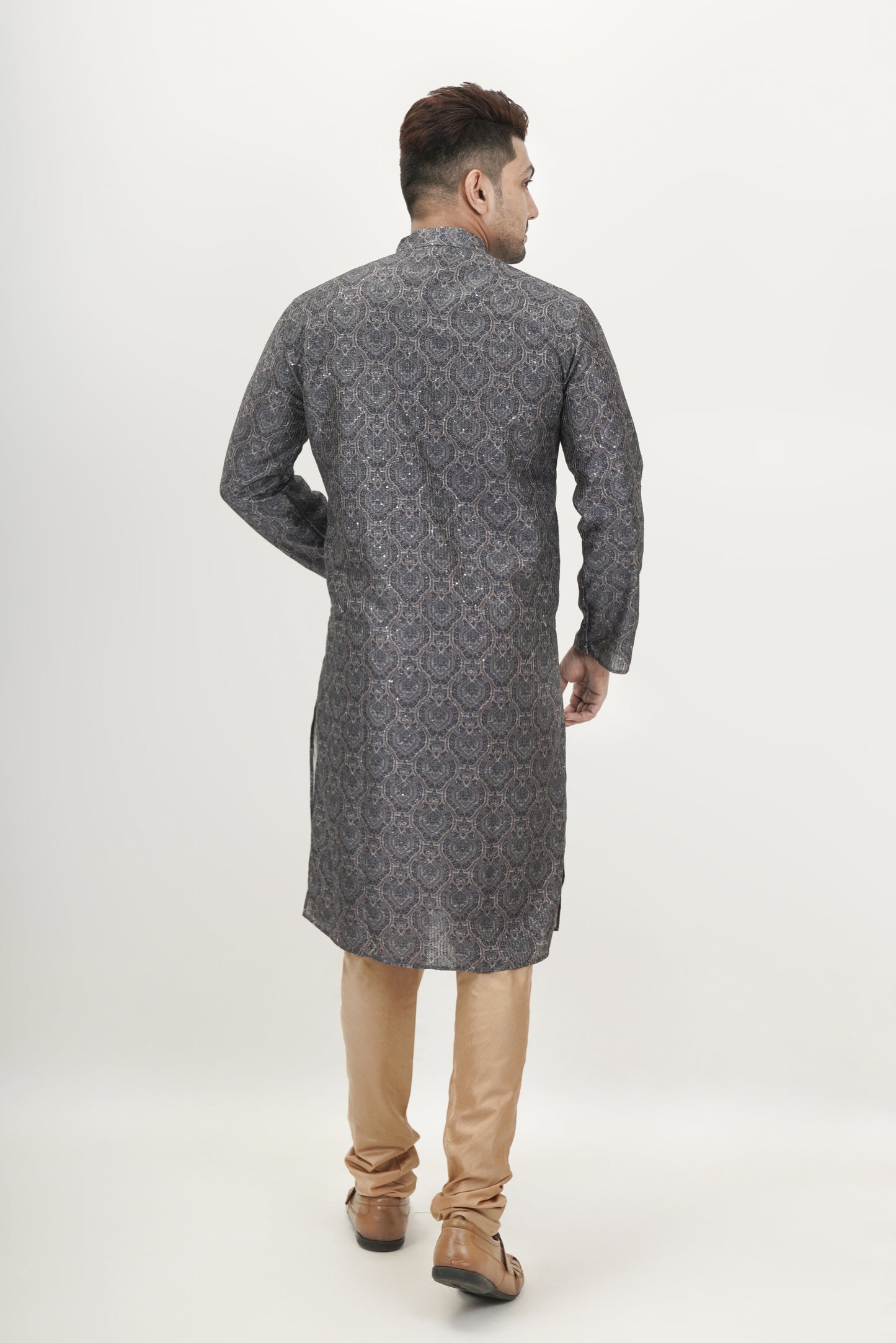 Dark Grey colour Motif with sequins Kurta