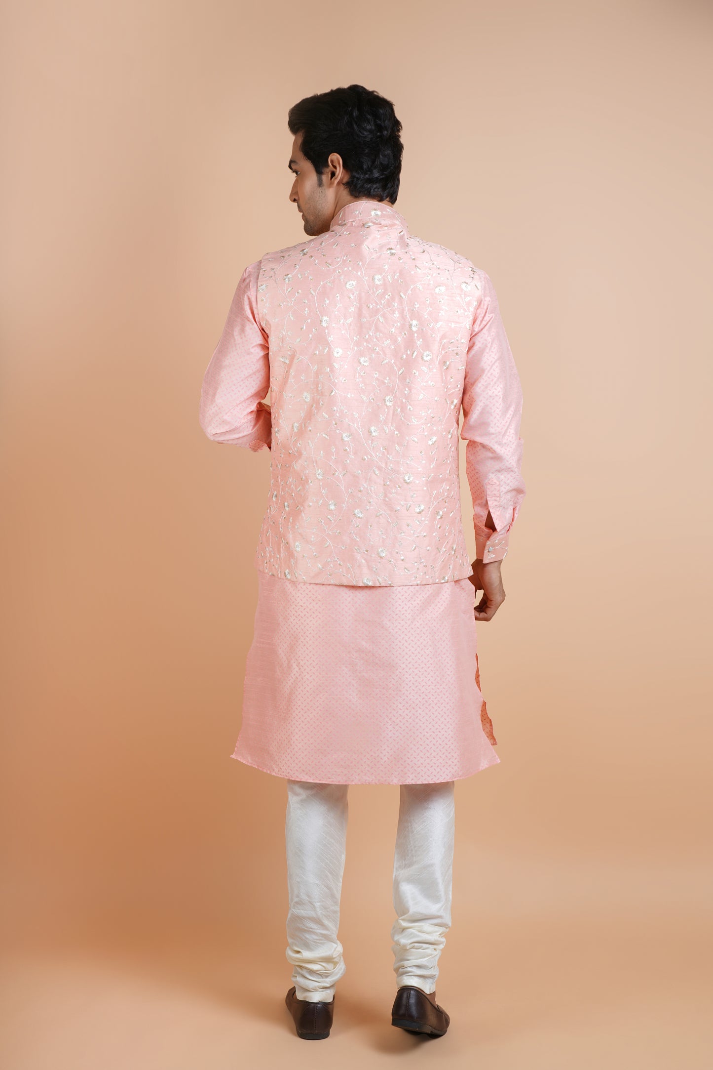 Smoky Pink Colour Kurta with Designer Jacket | Jacket Kurta Set