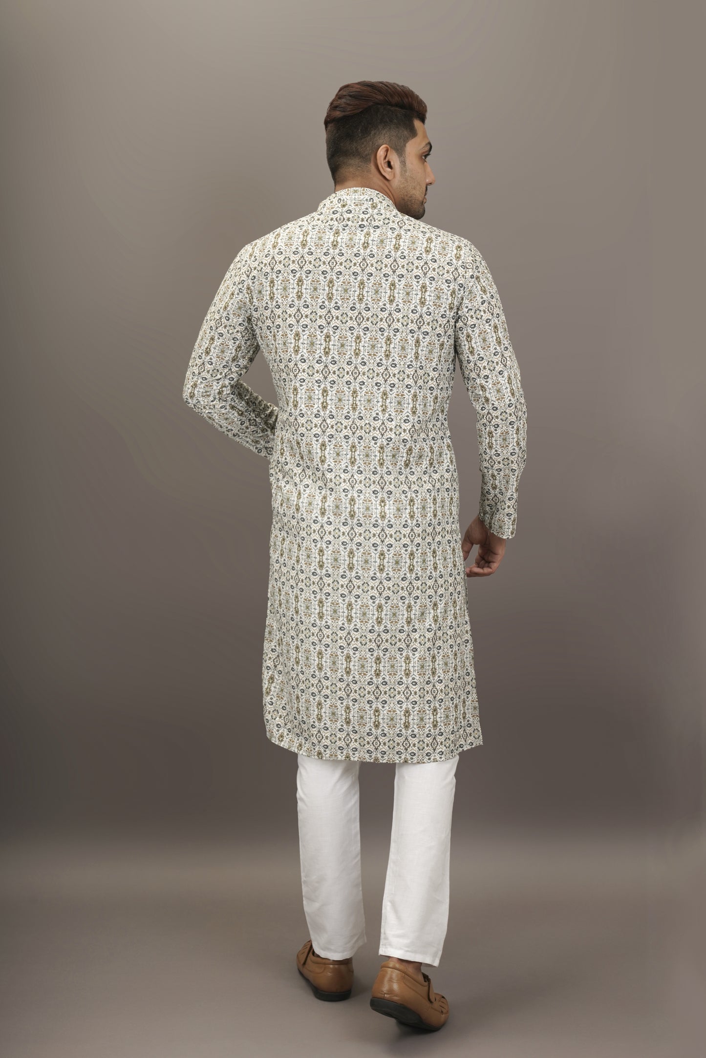 Grey colour Kurta with Chikankari work